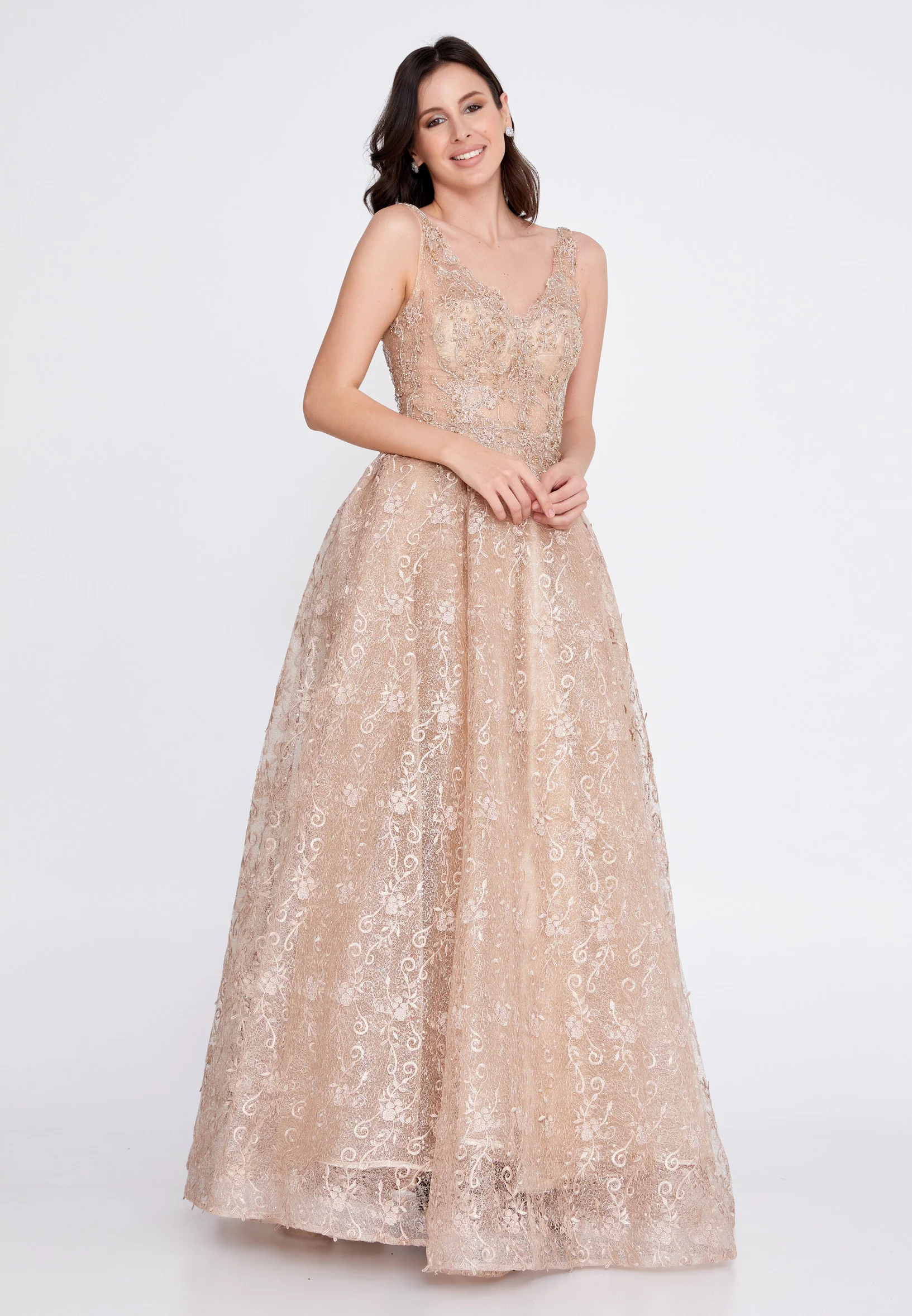 Sleeveless Maxi Lace A - Line Regular Prom Dress aln1530 - Image 13