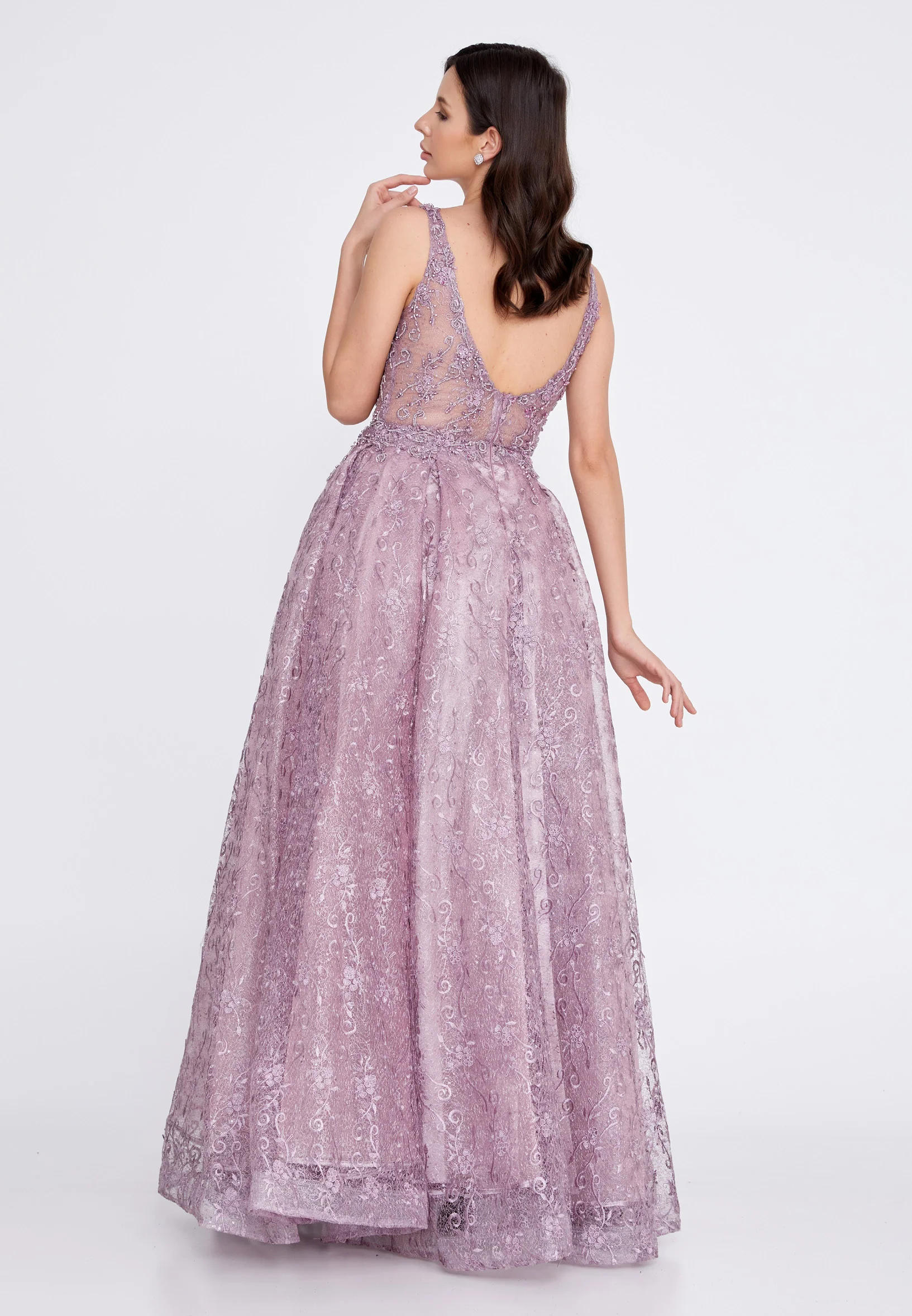 Sleeveless Maxi Lace A - Line Regular Prom Dress aln1530 - Image 26