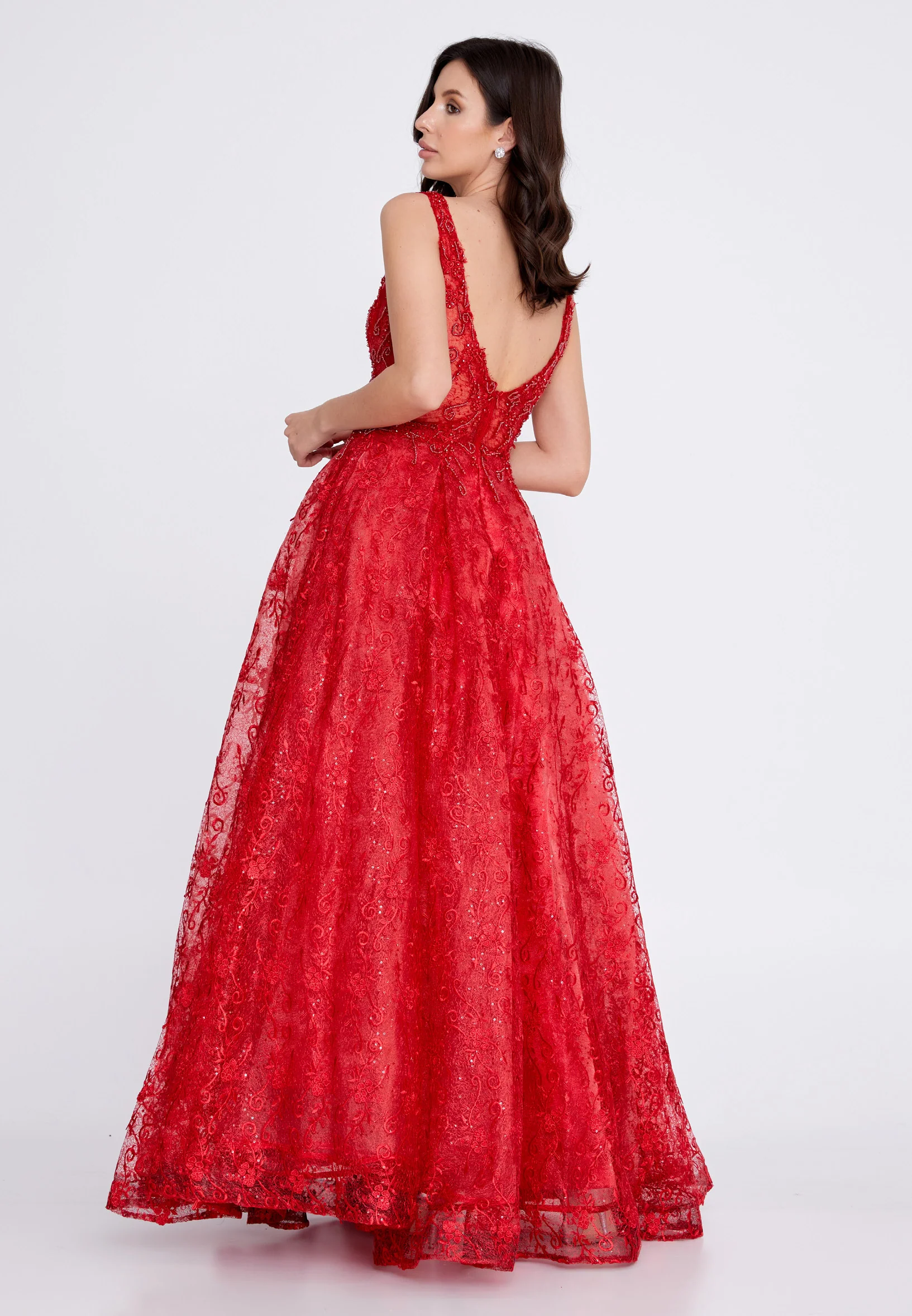 Sleeveless Maxi Lace A - Line Regular Prom Dress aln1530 - Image 34