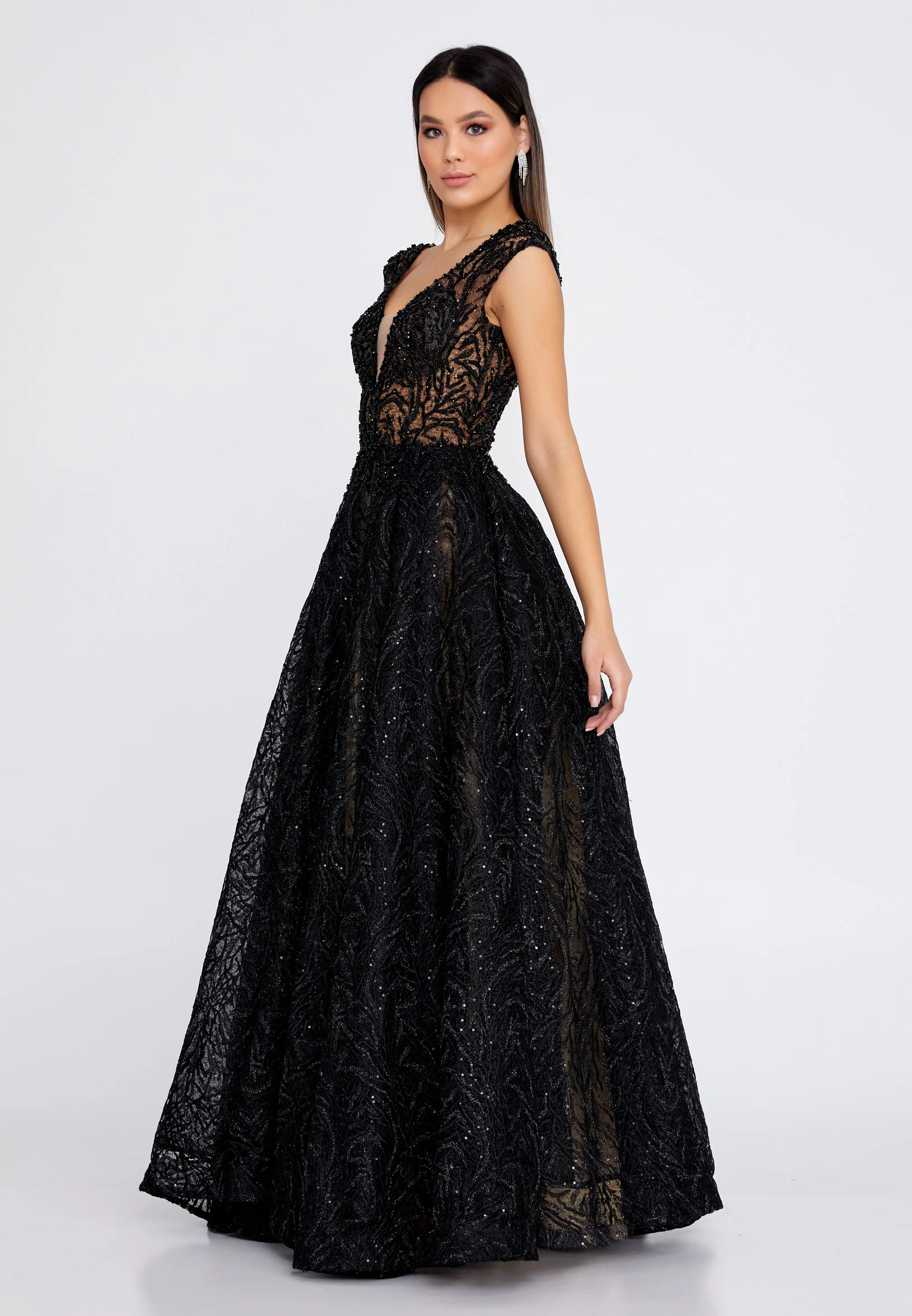 Sleeveless Maxi Lace A - Line Regular Prom Dress aln1541-k - Image 3