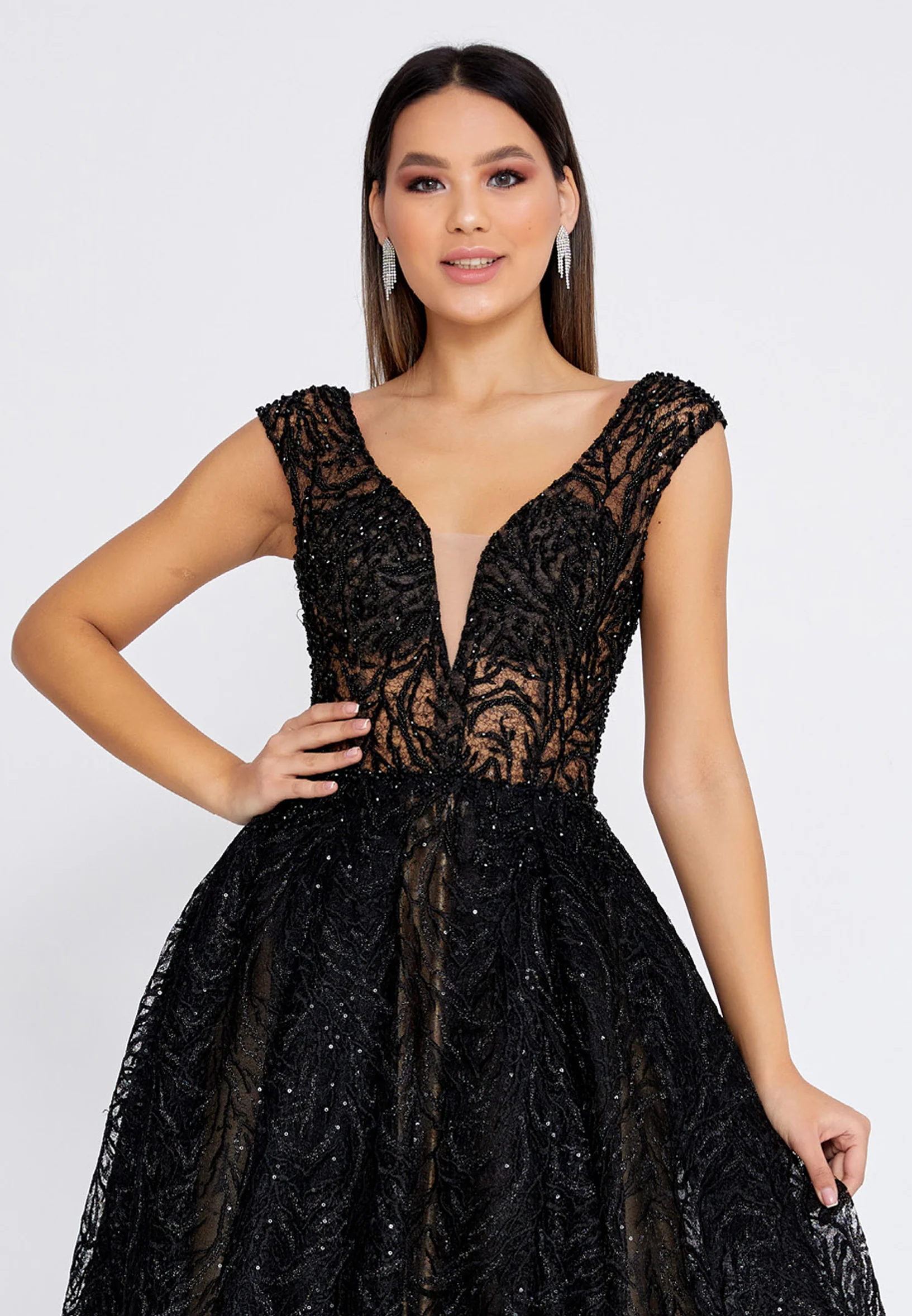 Sleeveless Maxi Lace A - Line Regular Prom Dress aln1541-k - Image 8