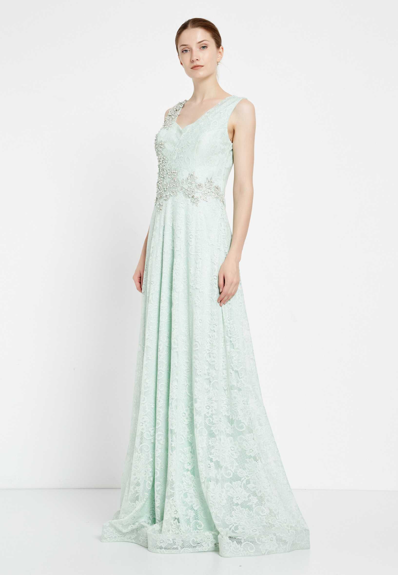 Sleeveless Maxi Lace A - Line Regular Prom Dress rmn2911 - Image 11