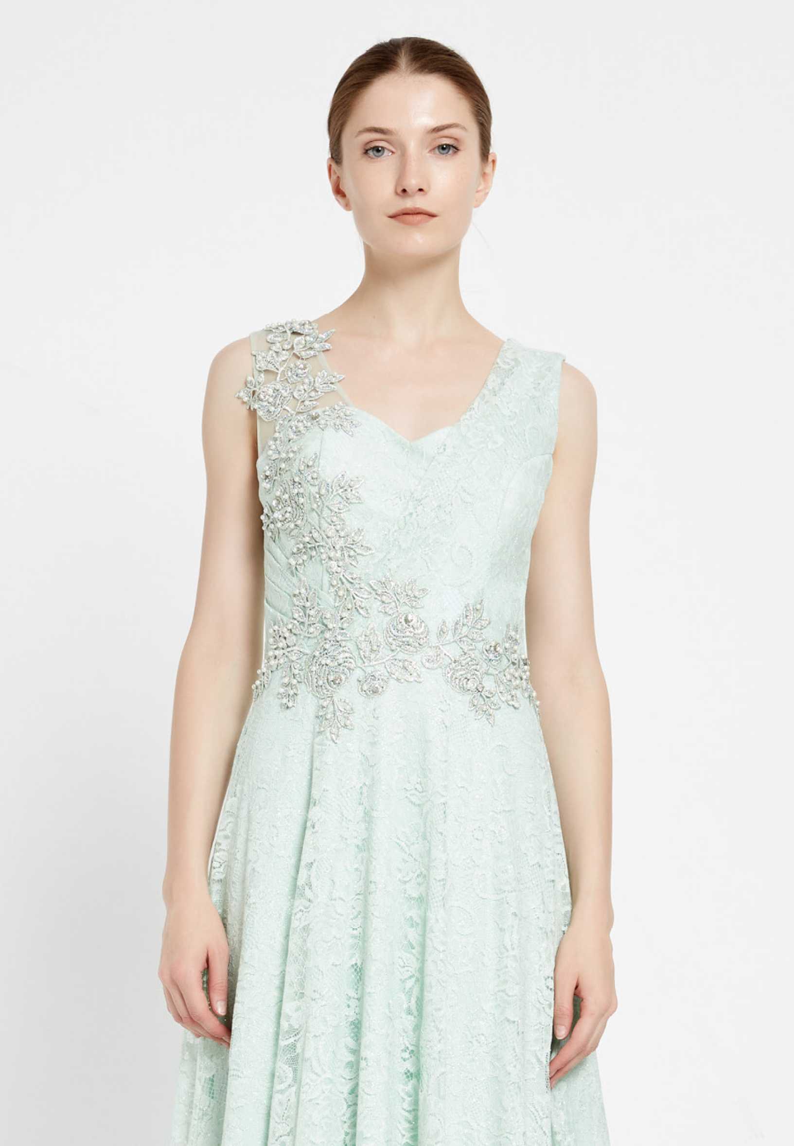 Sleeveless Maxi Lace A - Line Regular Prom Dress rmn2911 - Image 12
