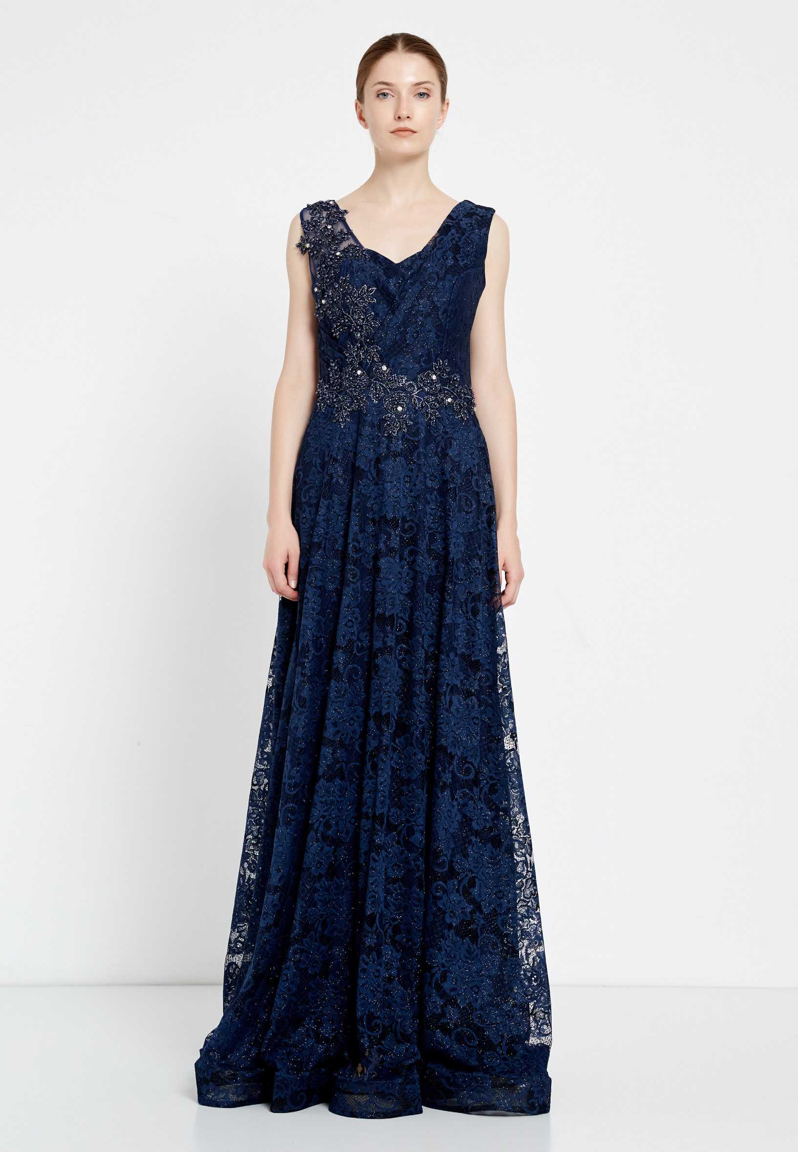 Sleeveless Maxi Lace A - Line Regular Prom Dress rmn2911 - Image 13