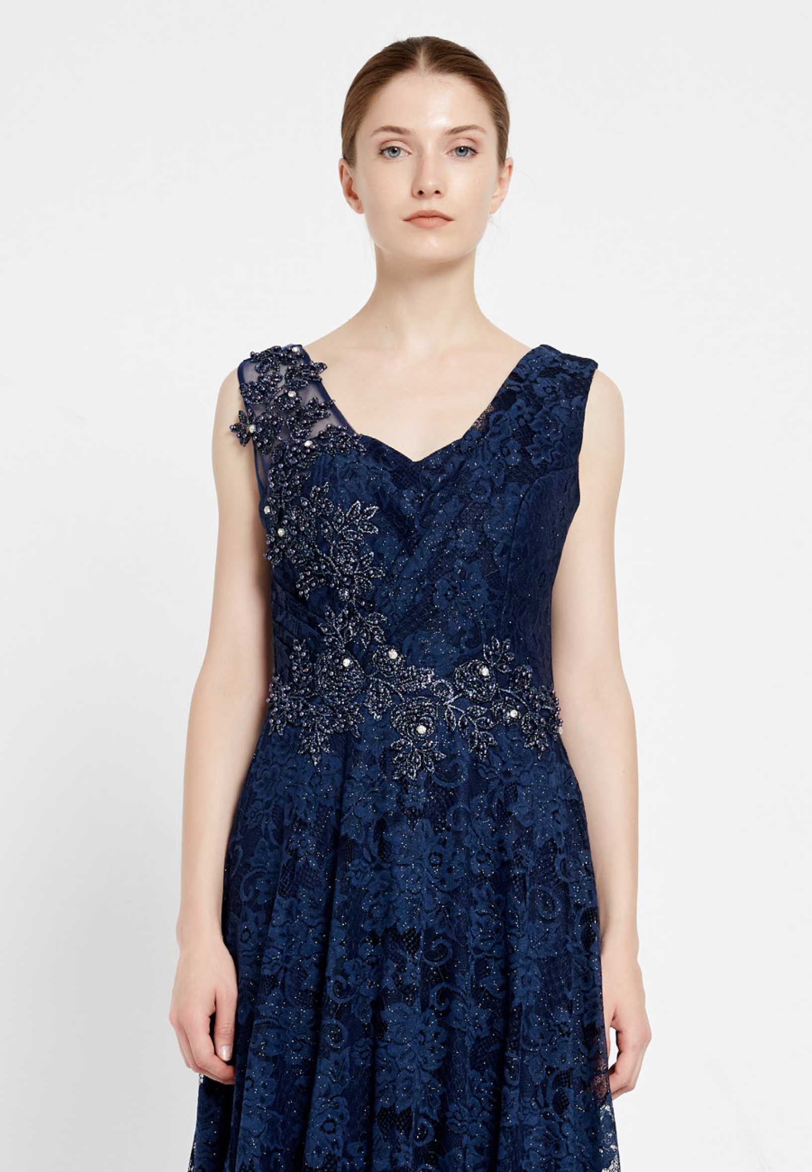 Sleeveless Maxi Lace A - Line Regular Prom Dress rmn2911 - Image 16