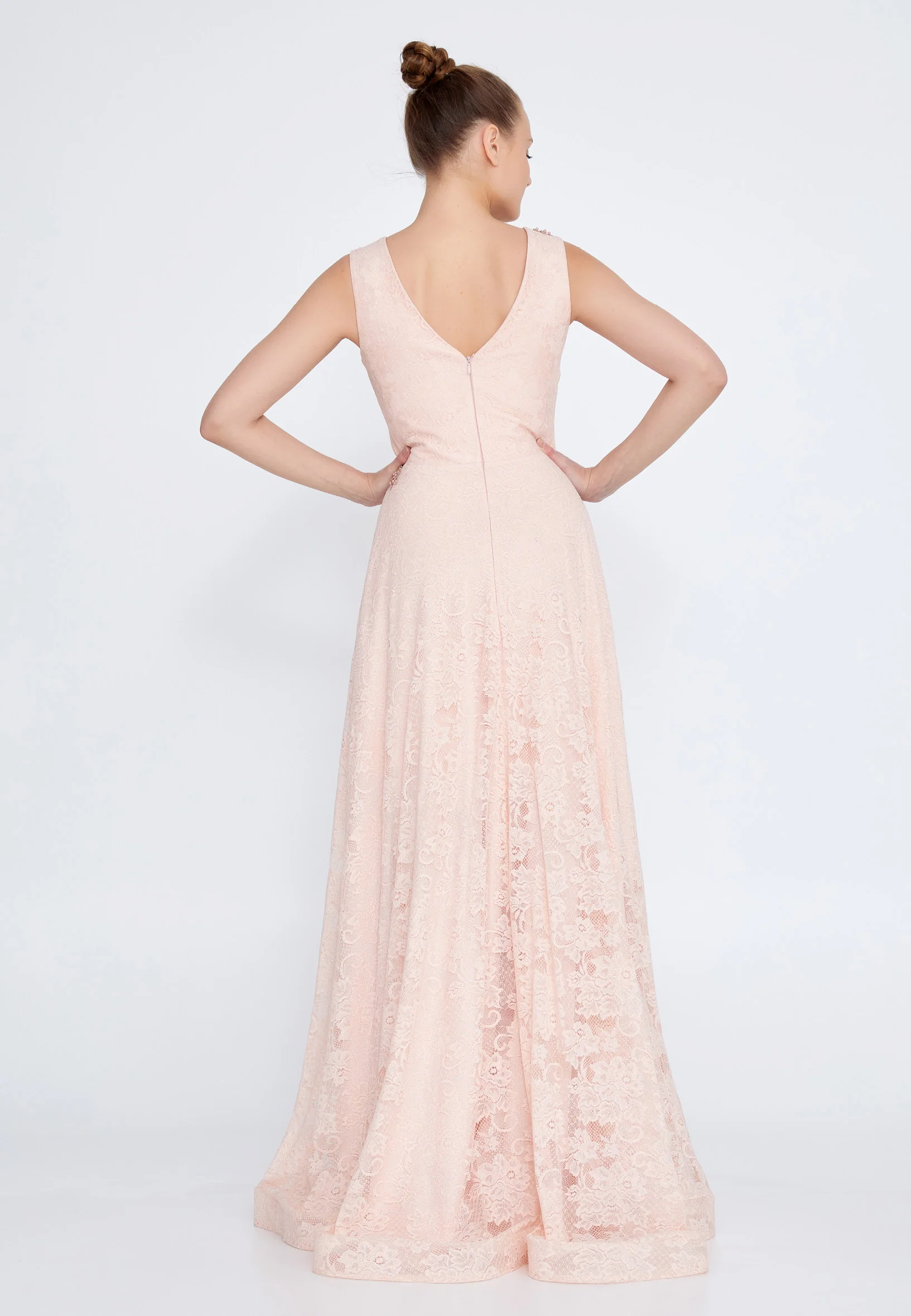 Sleeveless Maxi Lace A - Line Regular Prom Dress rmn2911 - Image 18