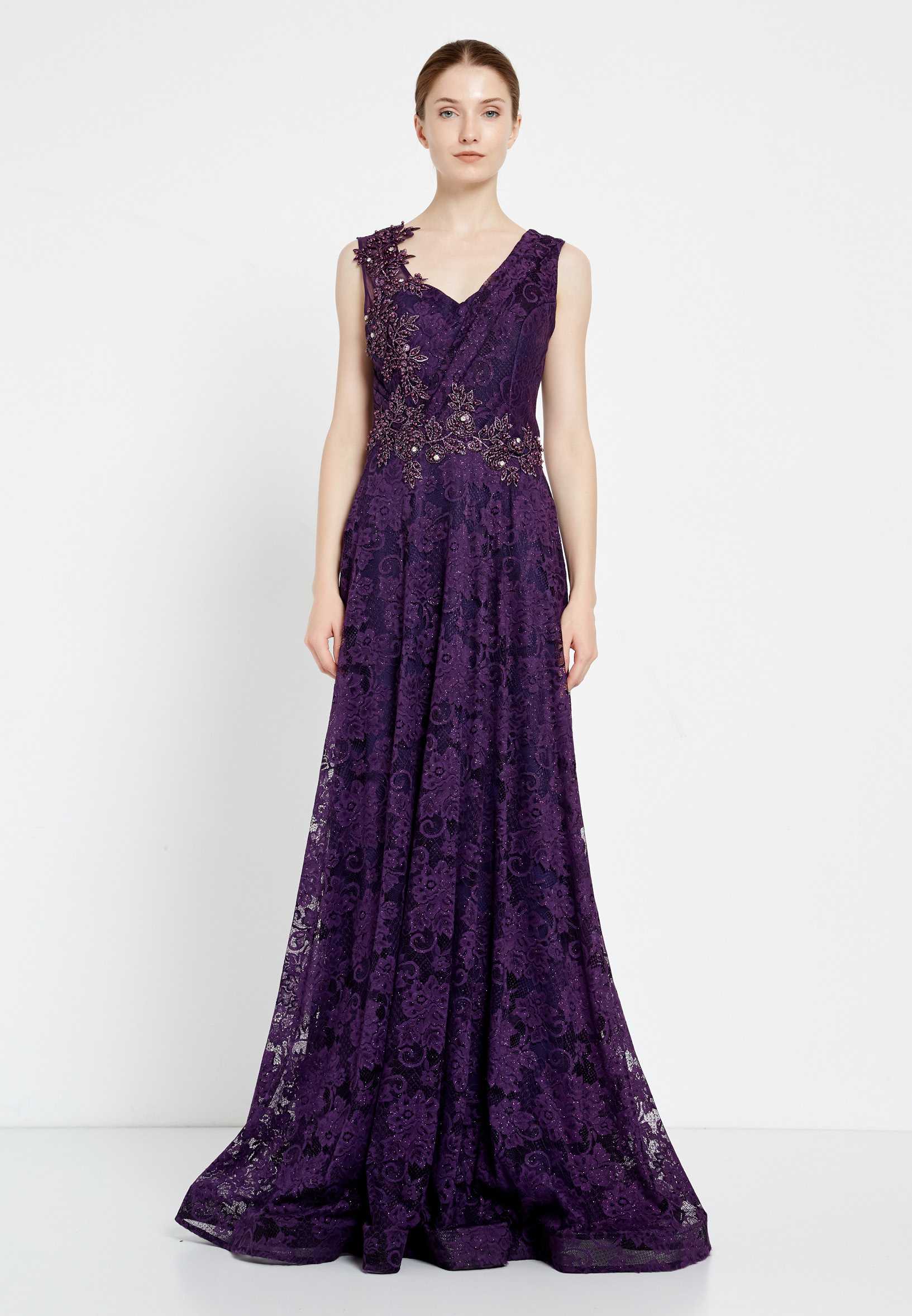 Sleeveless Maxi Lace A - Line Regular Prom Dress rmn2911 - Image 21