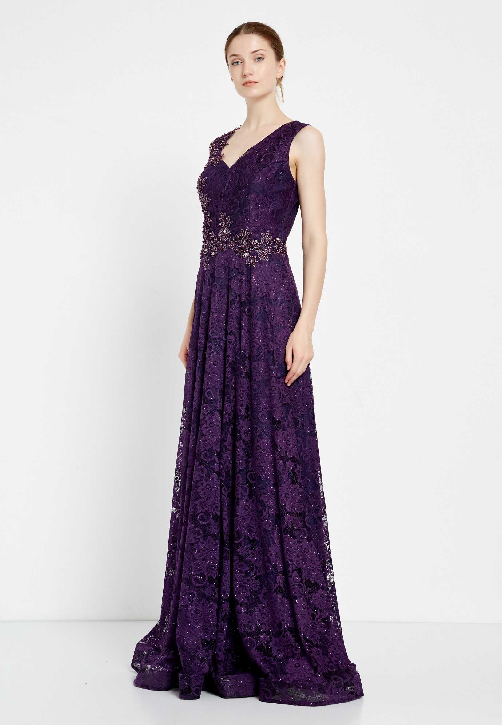 Sleeveless Maxi Lace A - Line Regular Prom Dress rmn2911 - Image 23