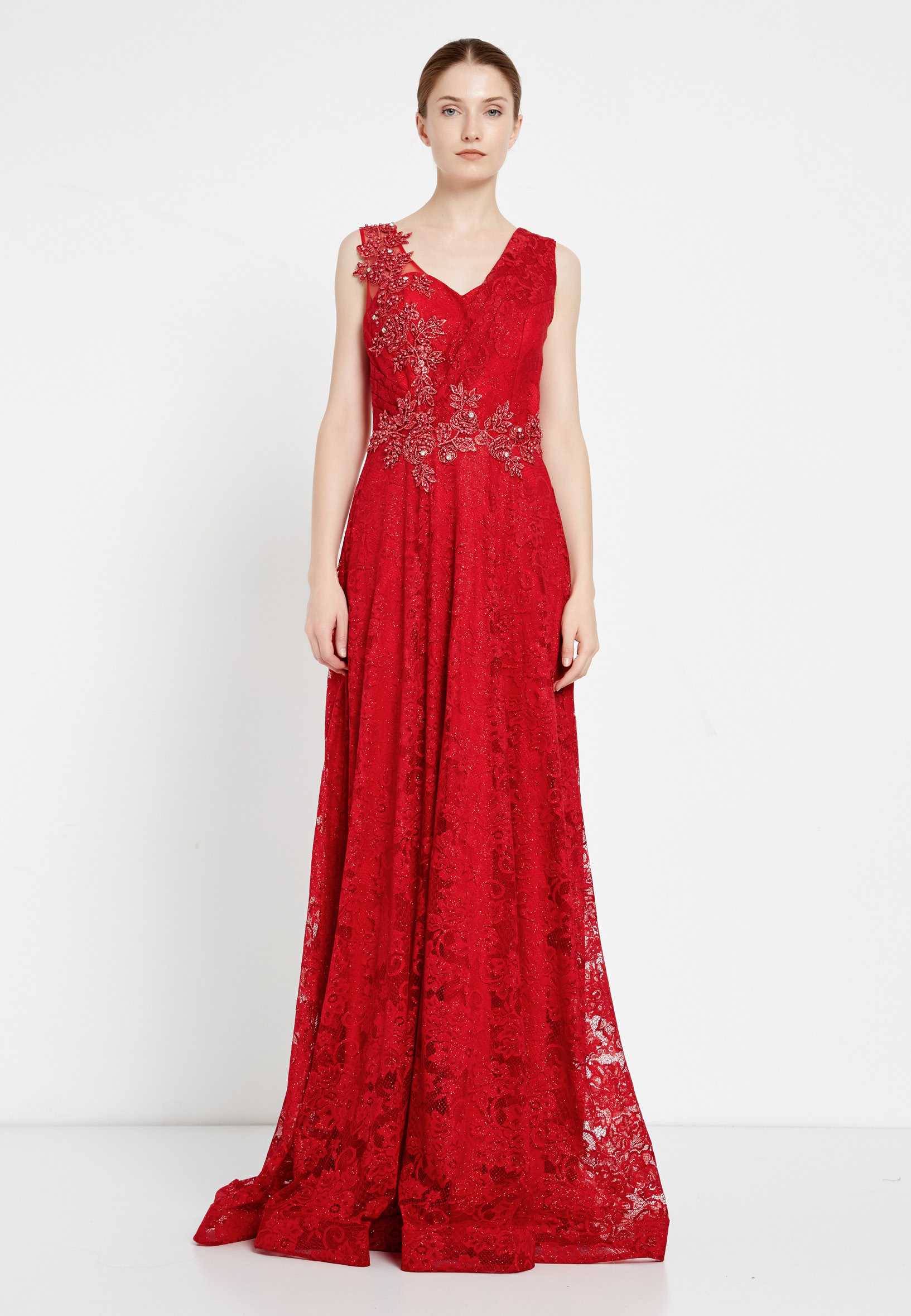 Sleeveless Maxi Lace A - Line Regular Prom Dress rmn2911 - Image 25