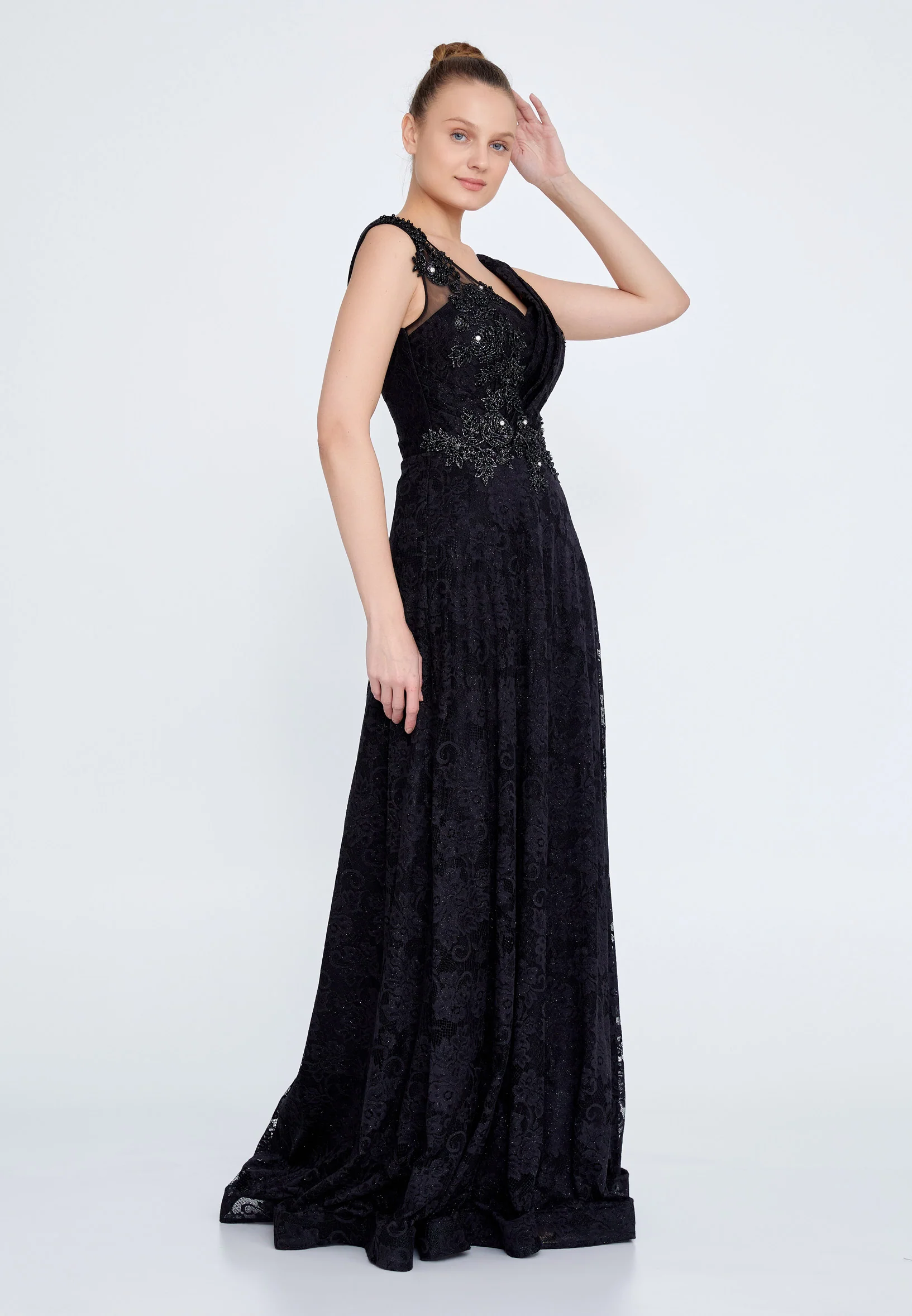 Sleeveless Maxi Lace A - Line Regular Prom Dress rmn2911 - Image 3