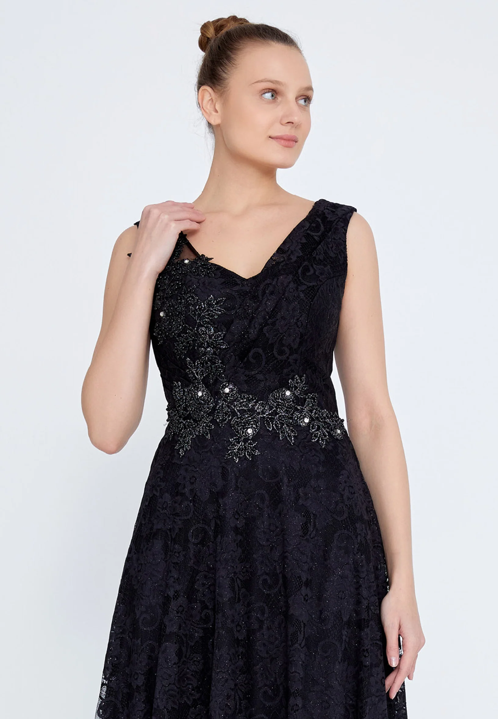 Sleeveless Maxi Lace A - Line Regular Prom Dress rmn2911 - Image 4