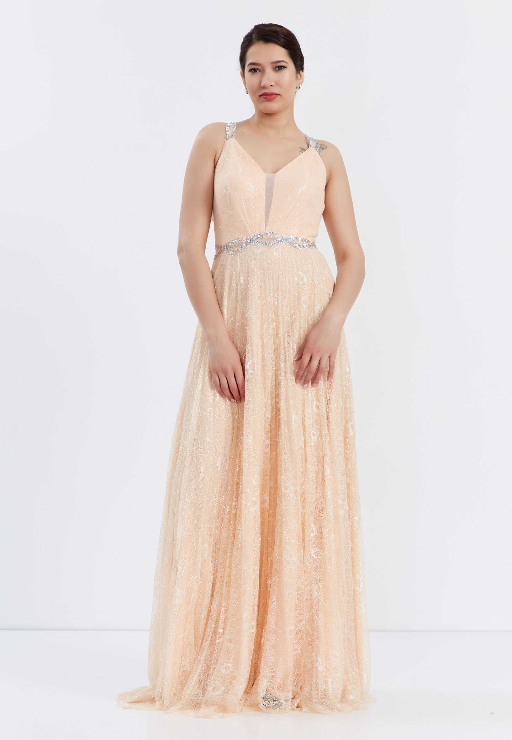 Sleeveless Maxi Lace A - Line Regular Wedding Guest Dress frc6271
