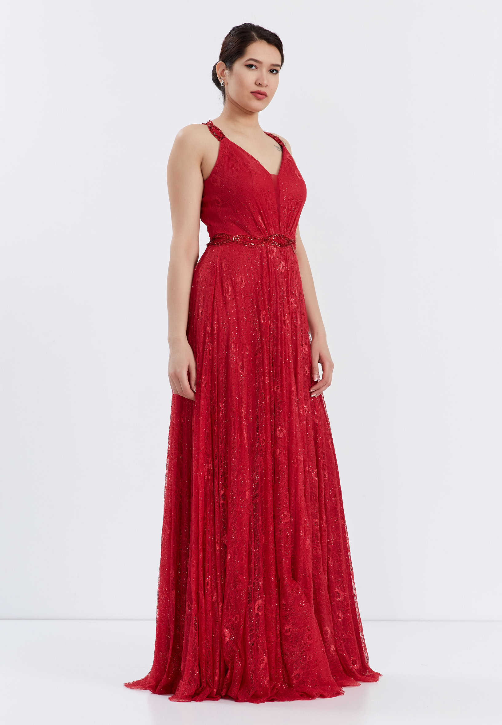 Sleeveless Maxi Lace A - Line Regular Wedding Guest Dress frc6271 - Image 11