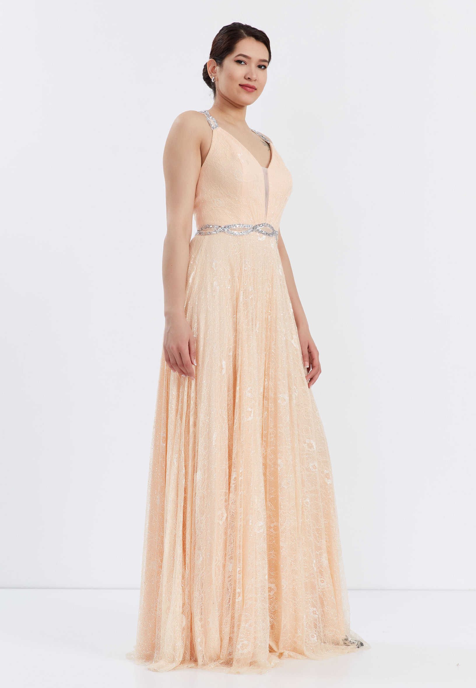 Sleeveless Maxi Lace A - Line Regular Wedding Guest Dress frc6271 - Image 3