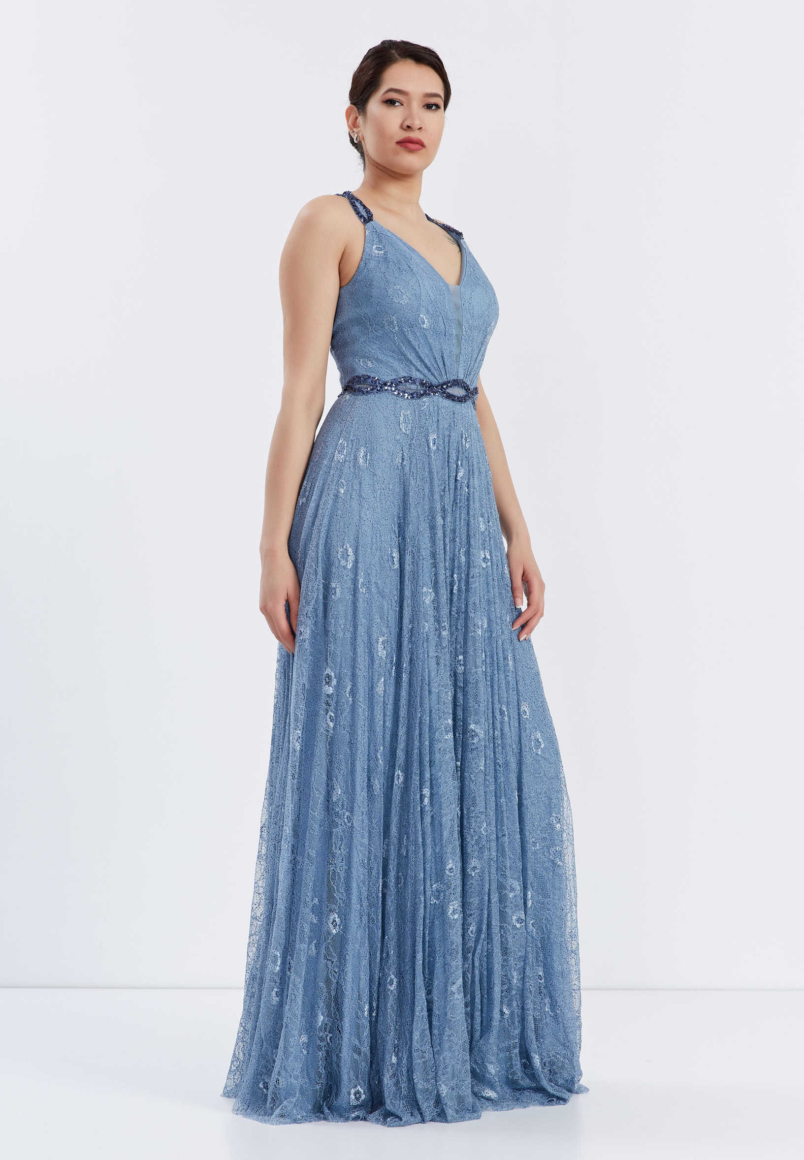 Sleeveless Maxi Lace A - Line Regular Wedding Guest Dress frc6271 - Image 7