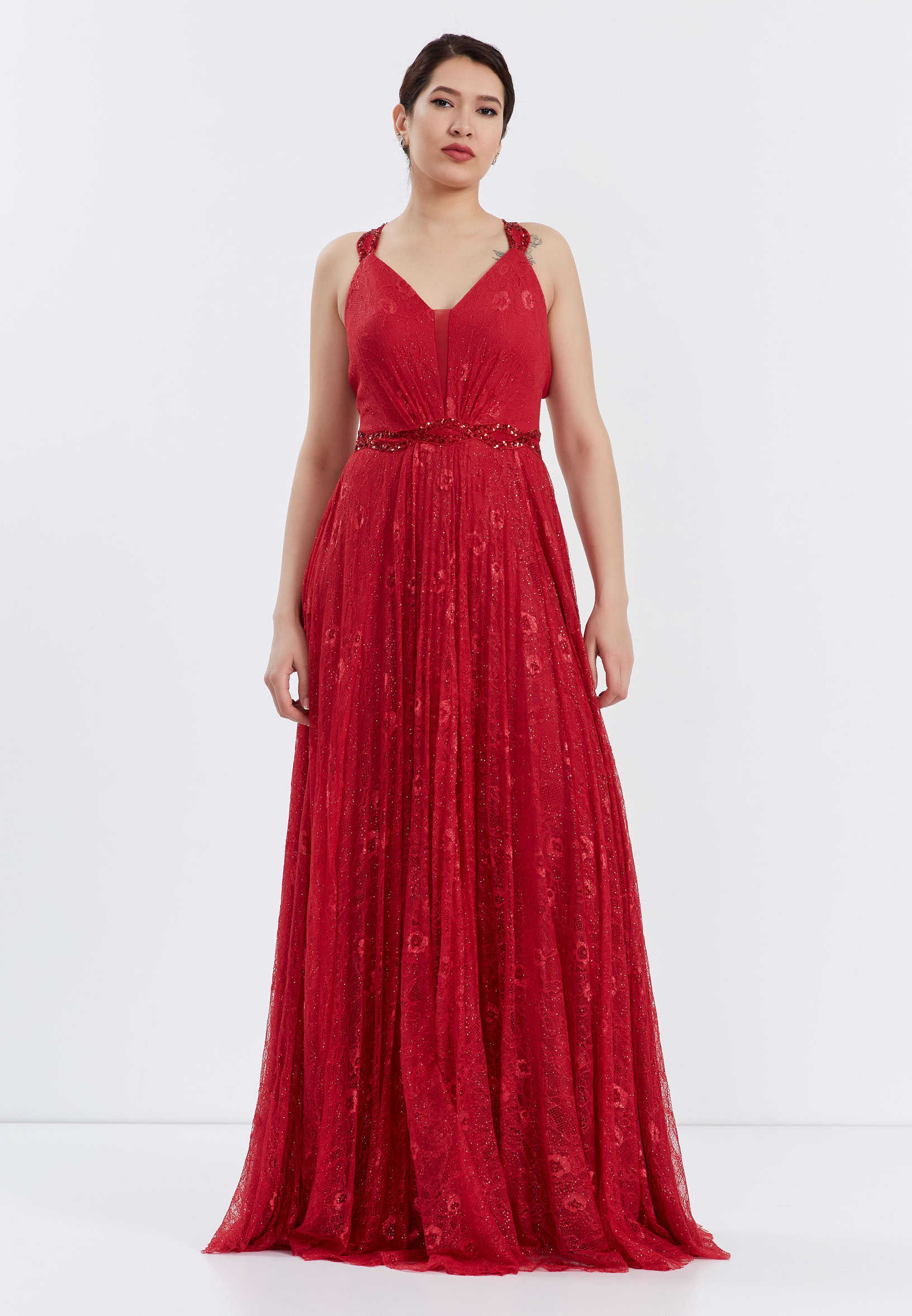 Sleeveless Maxi Lace A - Line Regular Wedding Guest Dress frc6271 - Image 9