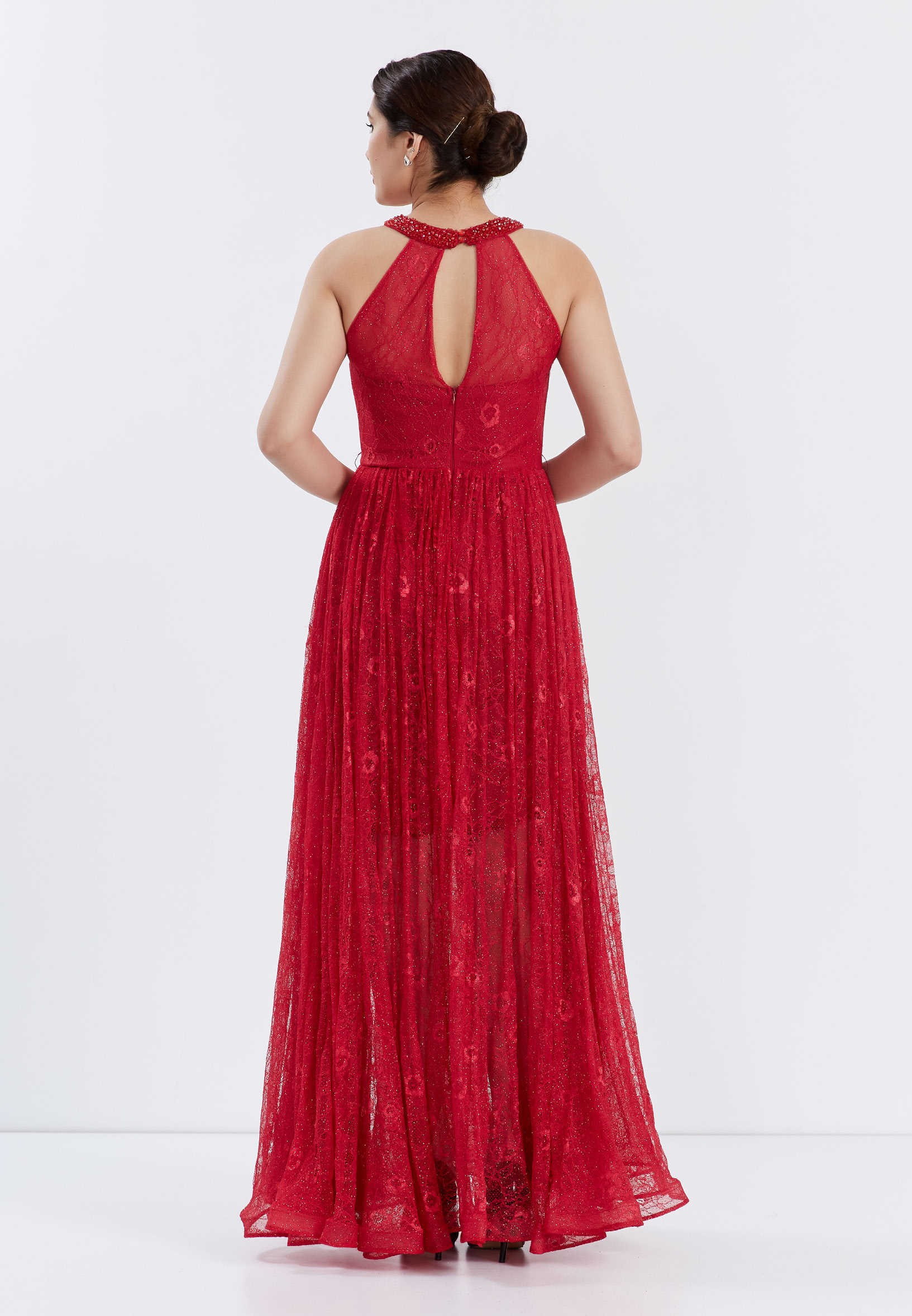 Sleeveless Maxi Lace A - Line Regular Wedding Guest Dress oli6218 - Image 2