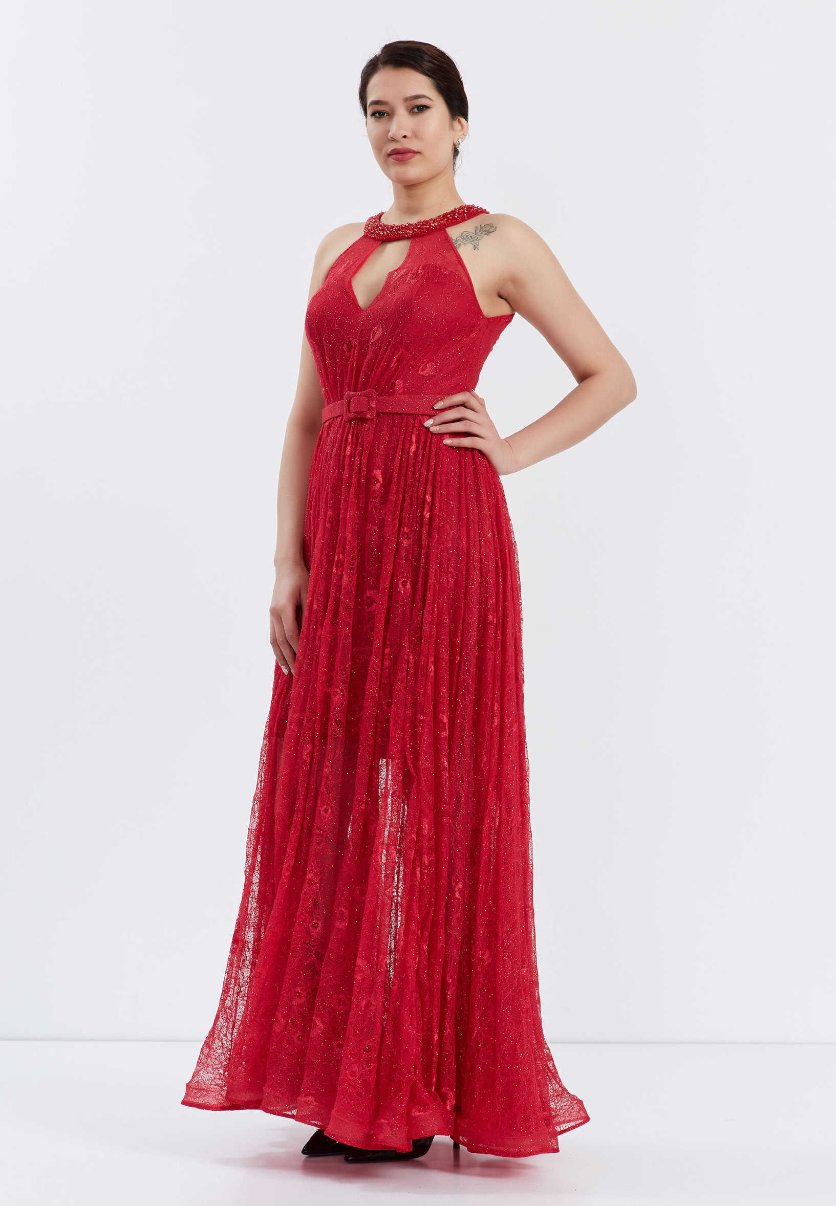 Sleeveless Maxi Lace A - Line Regular Wedding Guest Dress oli6218 - Image 3