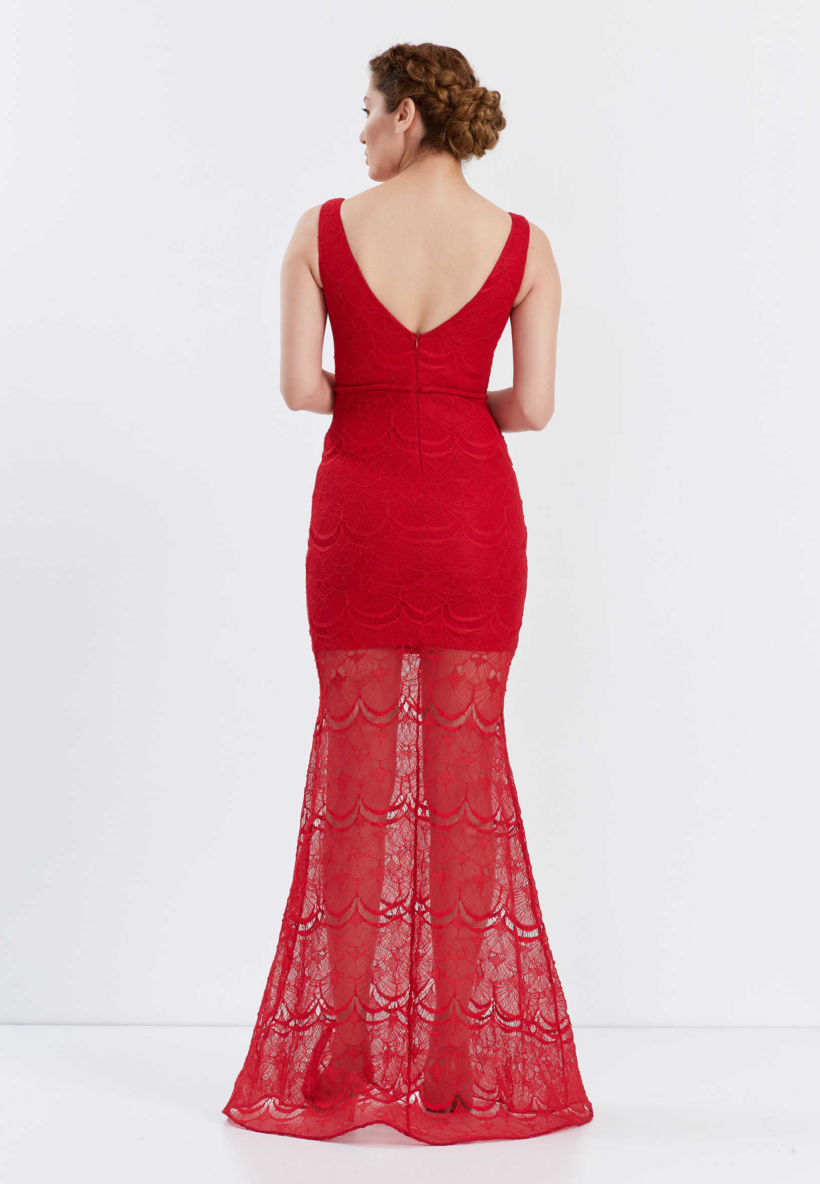 Sleeveless Maxi Lace Bodycon Regular Evening Dress frc6346 - Image 10