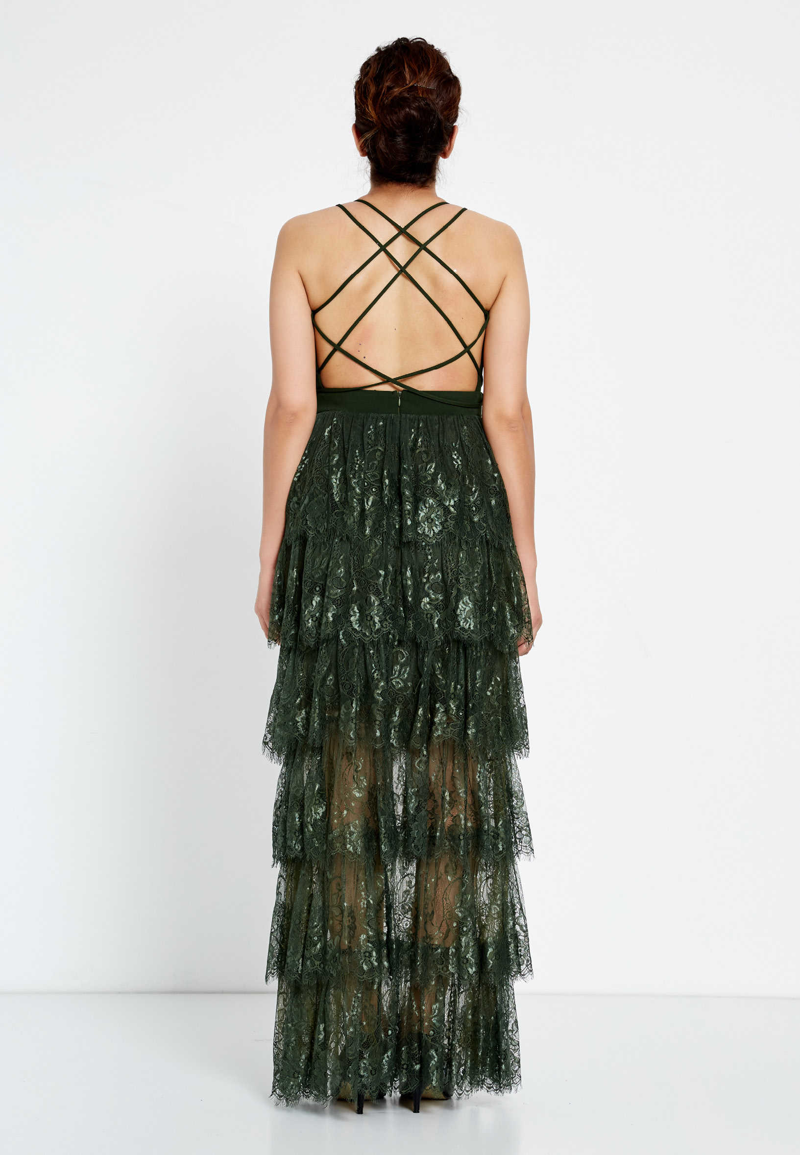 Sleeveless Maxi Lace Column Regular Wedding Guest Dress drd9094ab - Image 2