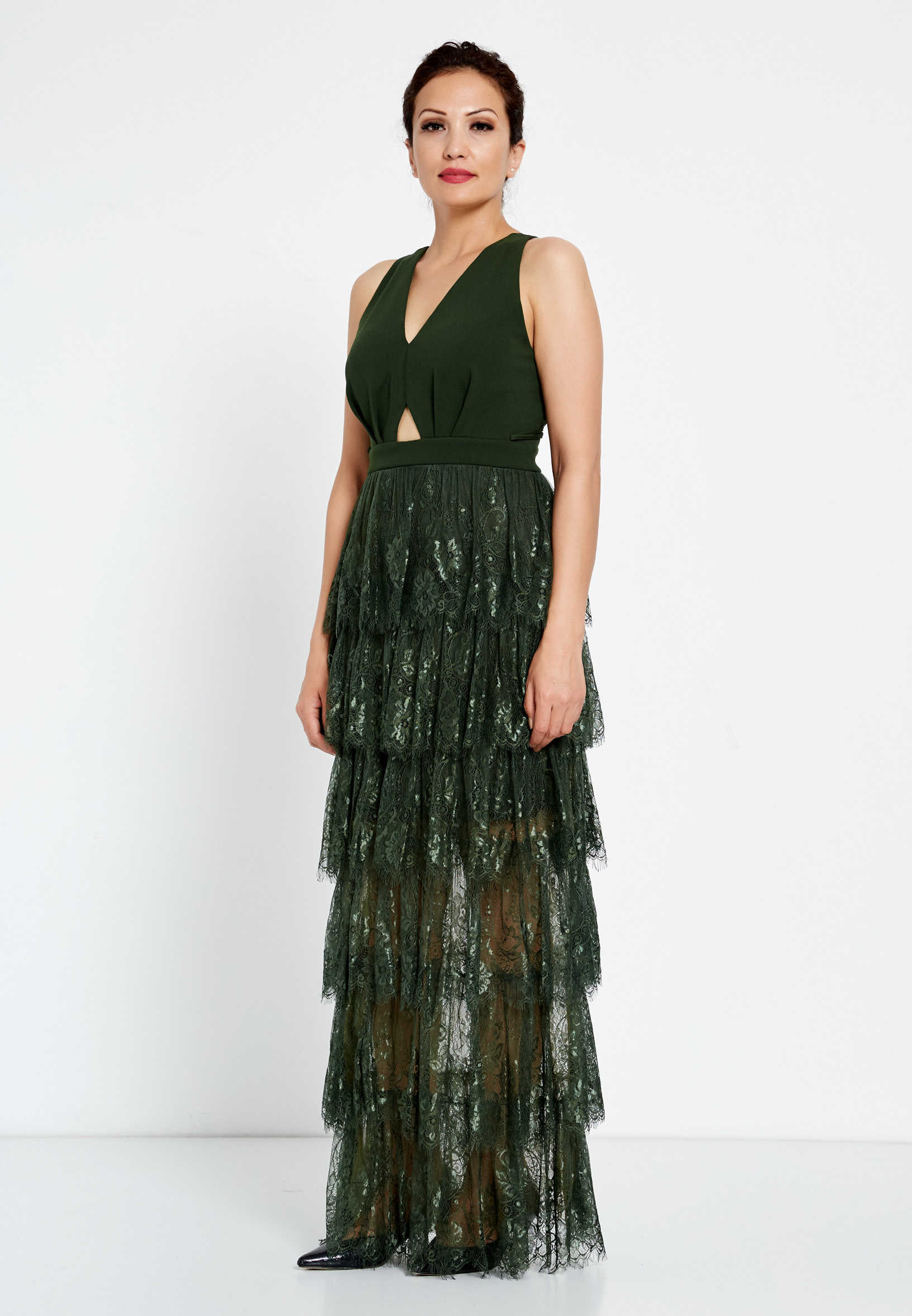Sleeveless Maxi Lace Column Regular Wedding Guest Dress drd9094ab - Image 3