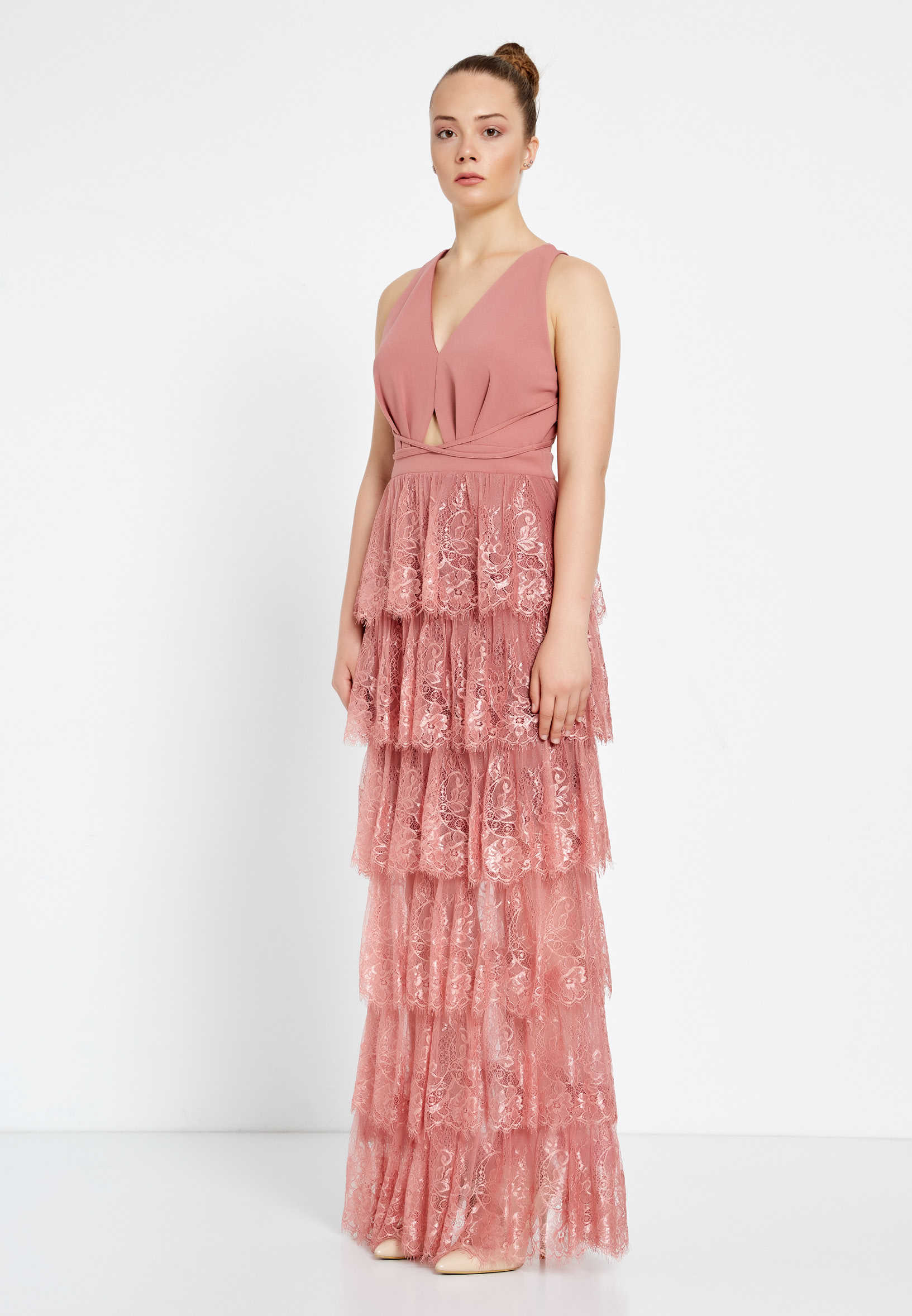 Sleeveless Maxi Lace Column Regular Wedding Guest Dress drd9094kb - Image 11