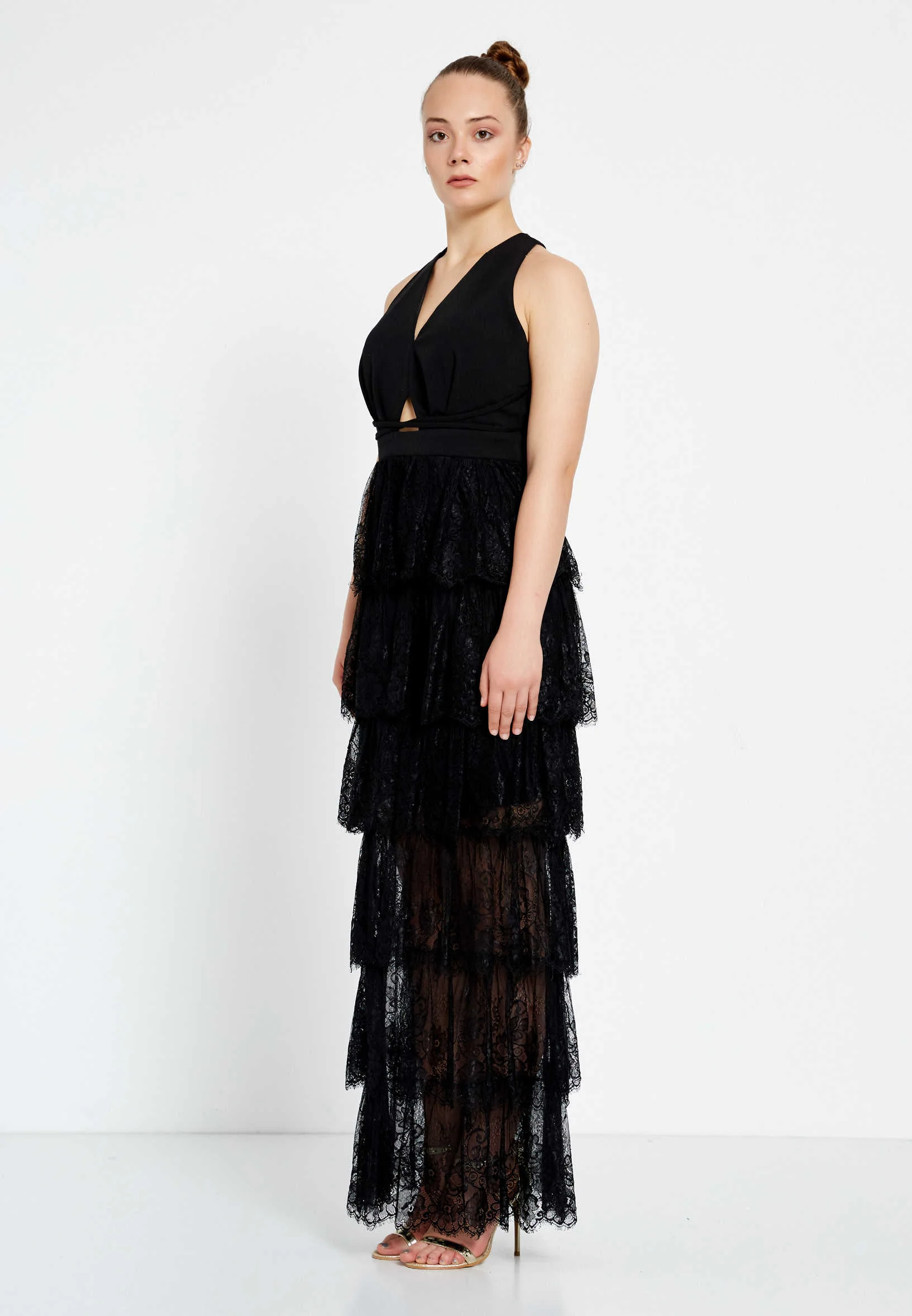 Sleeveless Maxi Lace Column Regular Wedding Guest Dress drd9094kb - Image 3