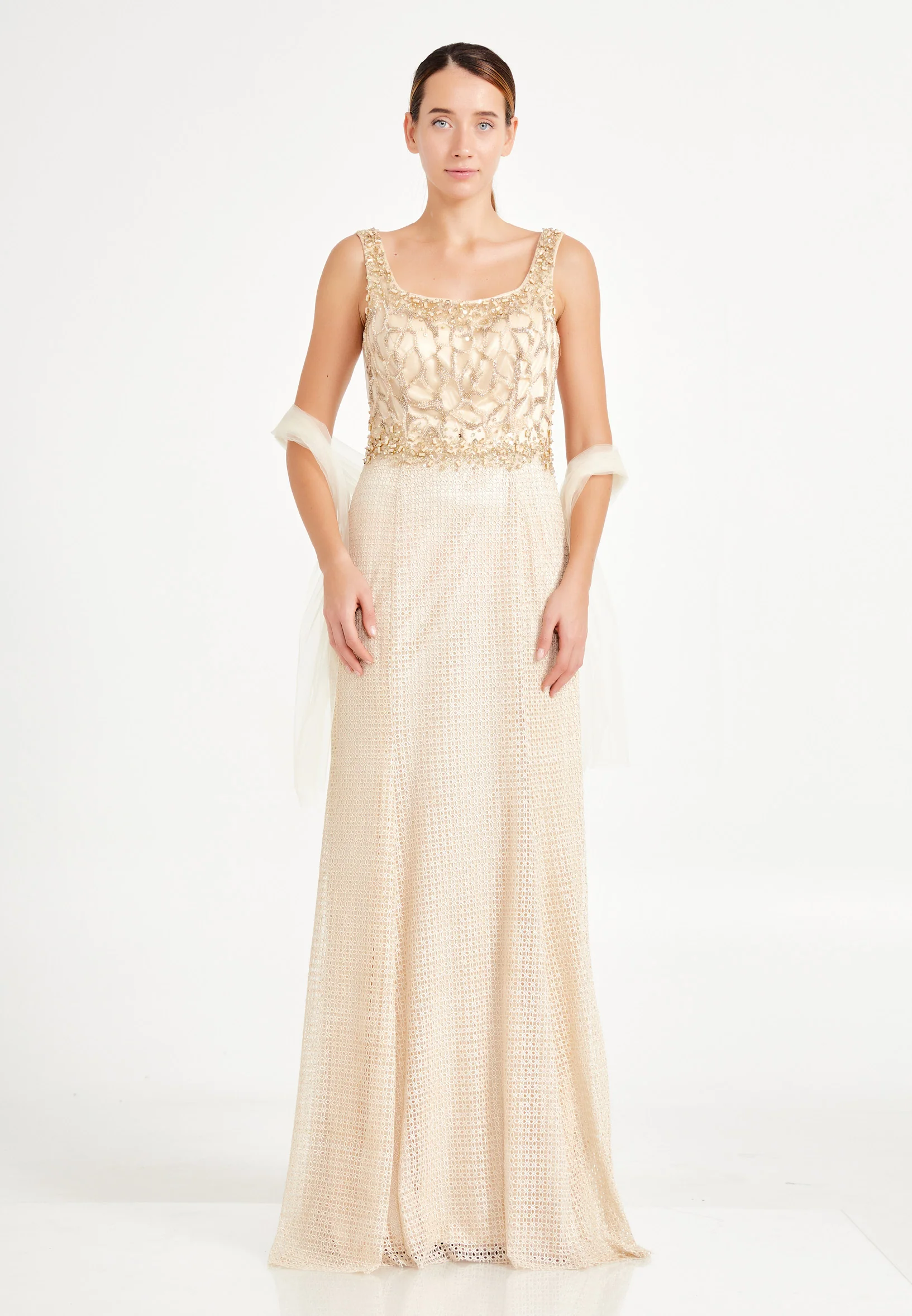 Sleeveless Maxi Lace Column Regular Wedding Guest Dress ern358 - Image 9