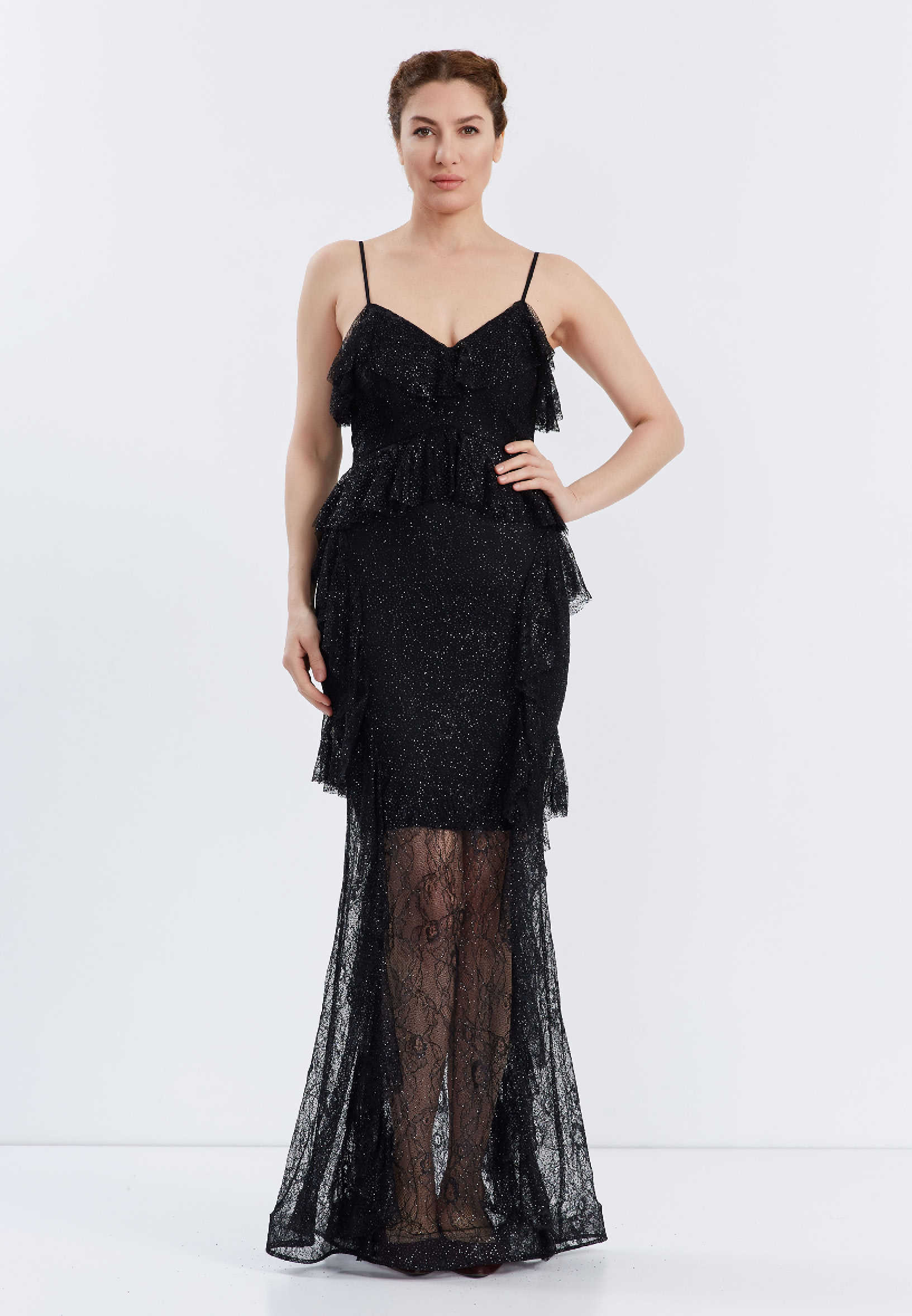 Sleeveless Maxi Lace Column Regular Wedding Guest Dress frc6405
