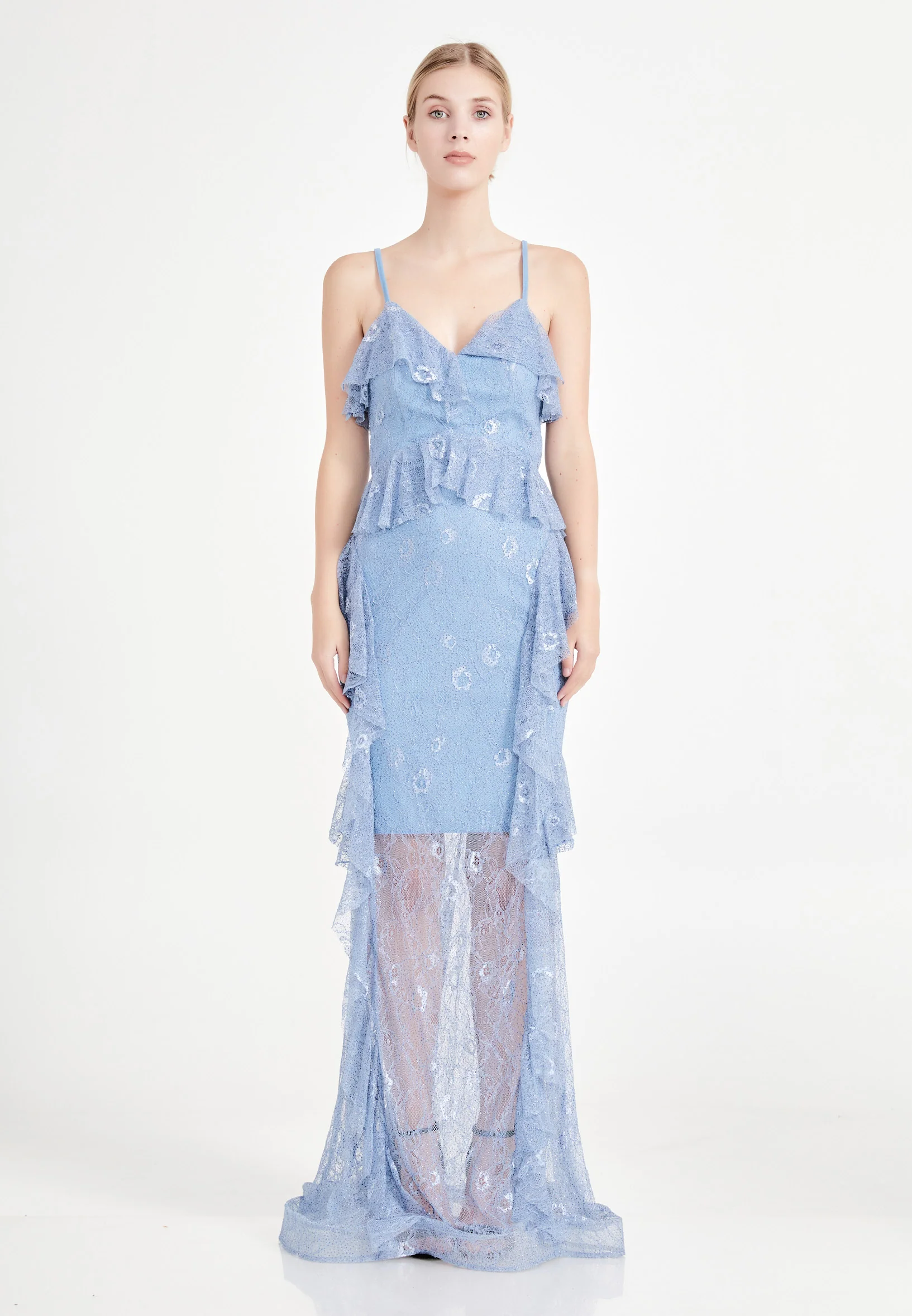 Sleeveless Maxi Lace Column Regular Wedding Guest Dress frc6405 - Image 5