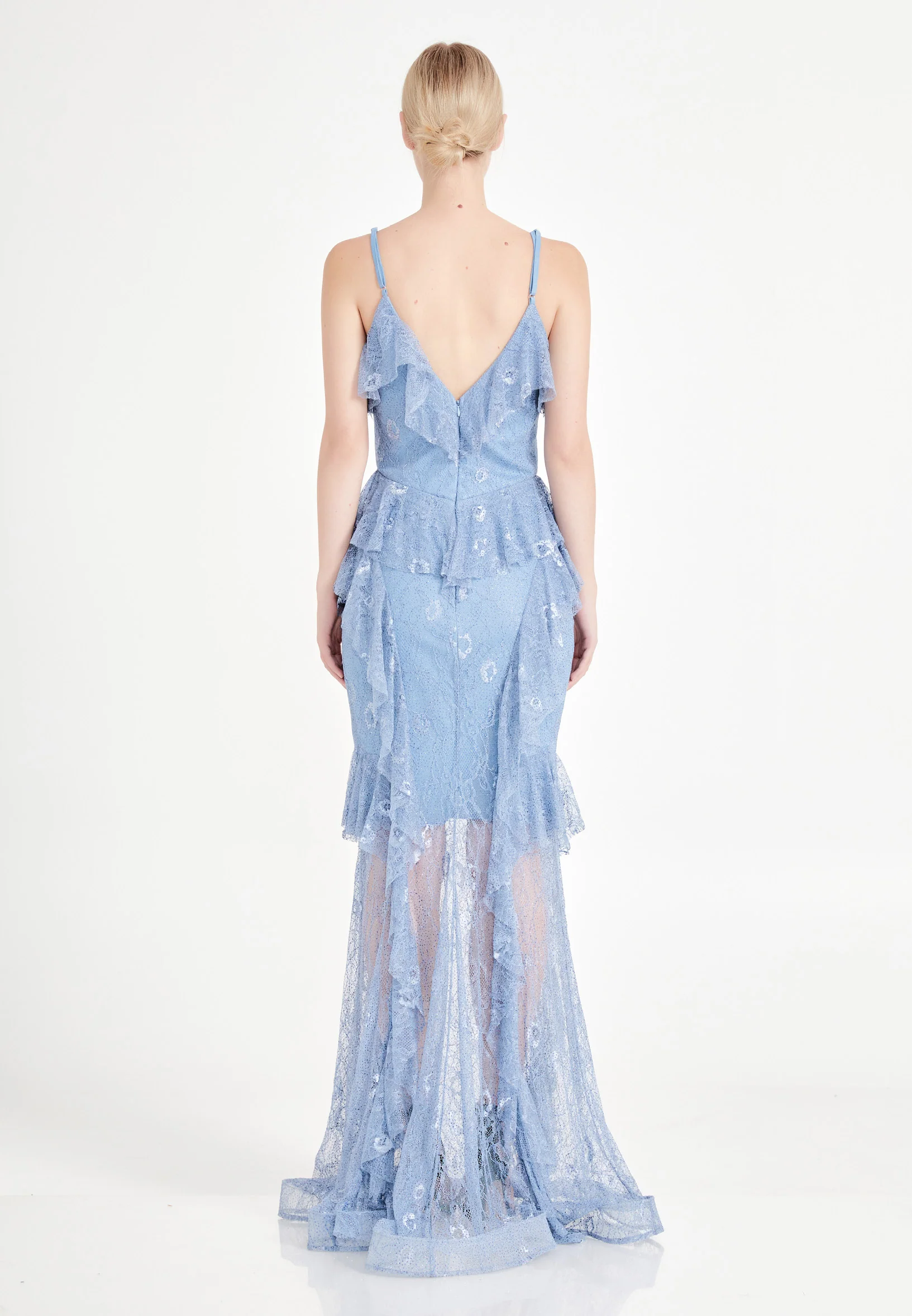 Sleeveless Maxi Lace Column Regular Wedding Guest Dress frc6405 - Image 6