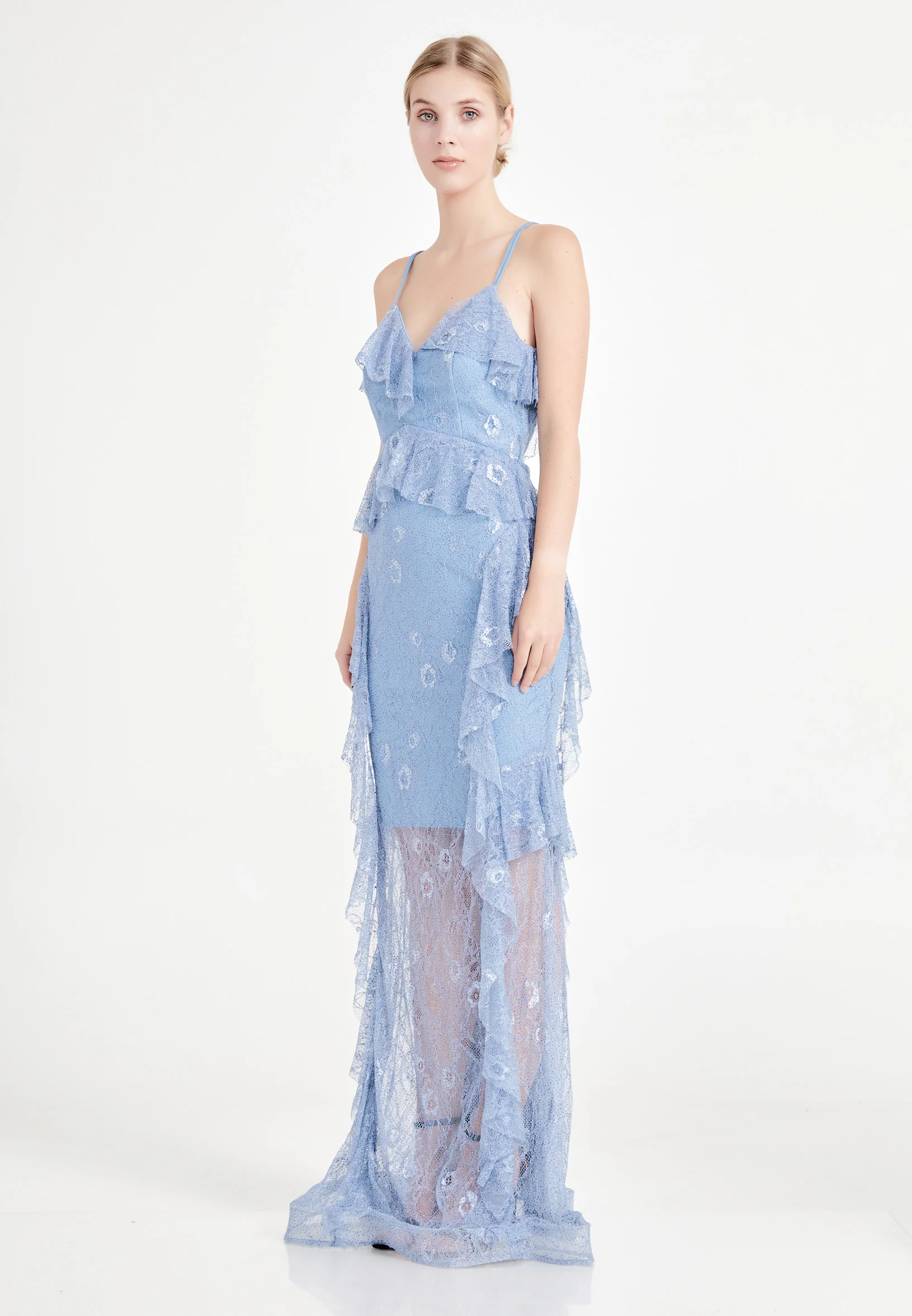 Sleeveless Maxi Lace Column Regular Wedding Guest Dress frc6405 - Image 7