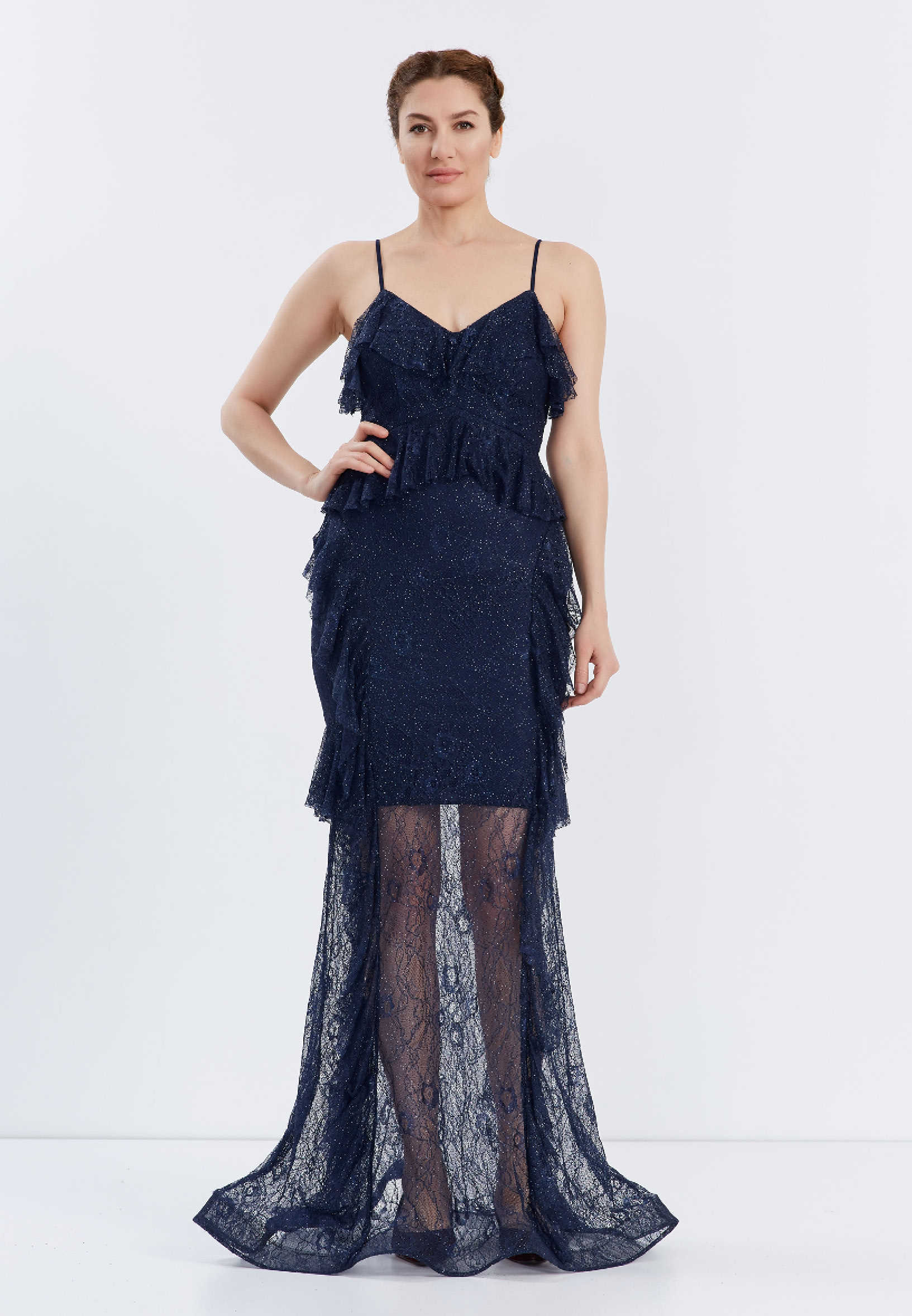 Sleeveless Maxi Lace Column Regular Wedding Guest Dress frc6405 - Image 9