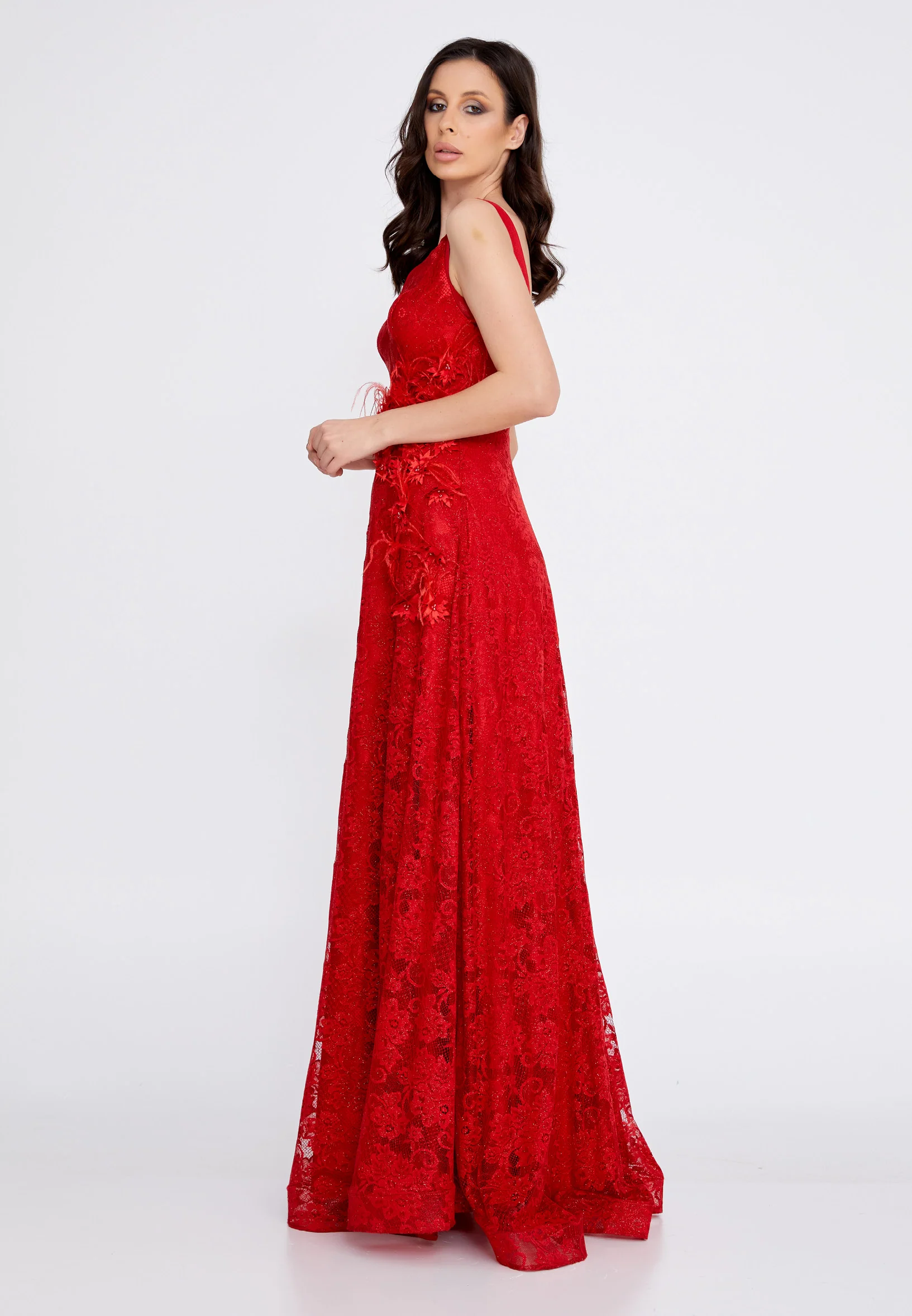 Sleeveless Maxi Lace Column Regular Wedding Guest Dress rmn2755-2 - Image 11