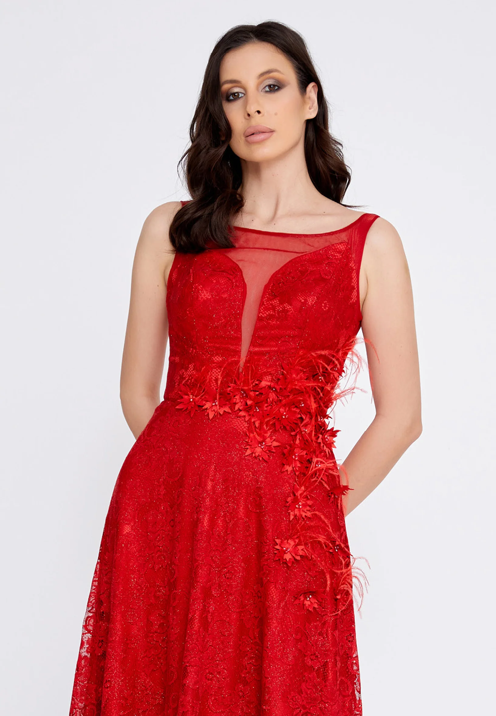 Sleeveless Maxi Lace Column Regular Wedding Guest Dress rmn2755-2 - Image 12