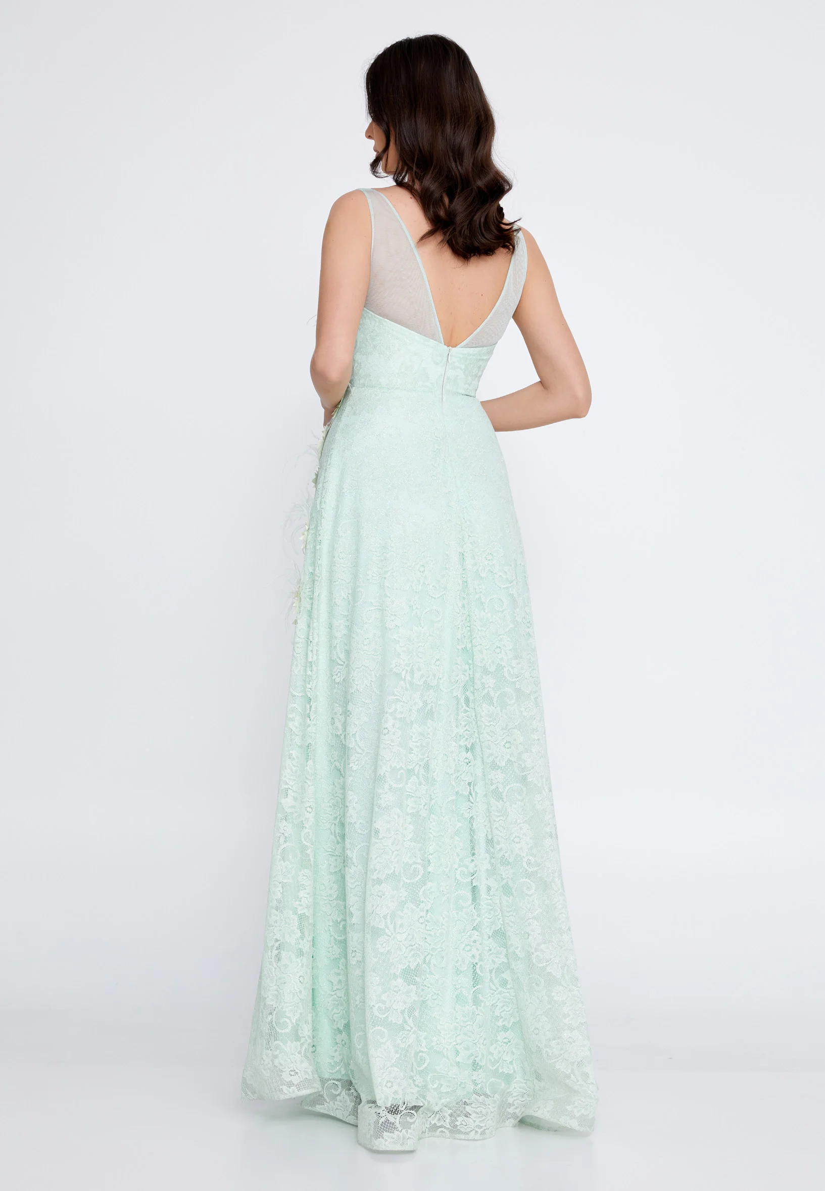 Sleeveless Maxi Lace Column Regular Wedding Guest Dress rmn2755-2 - Image 2