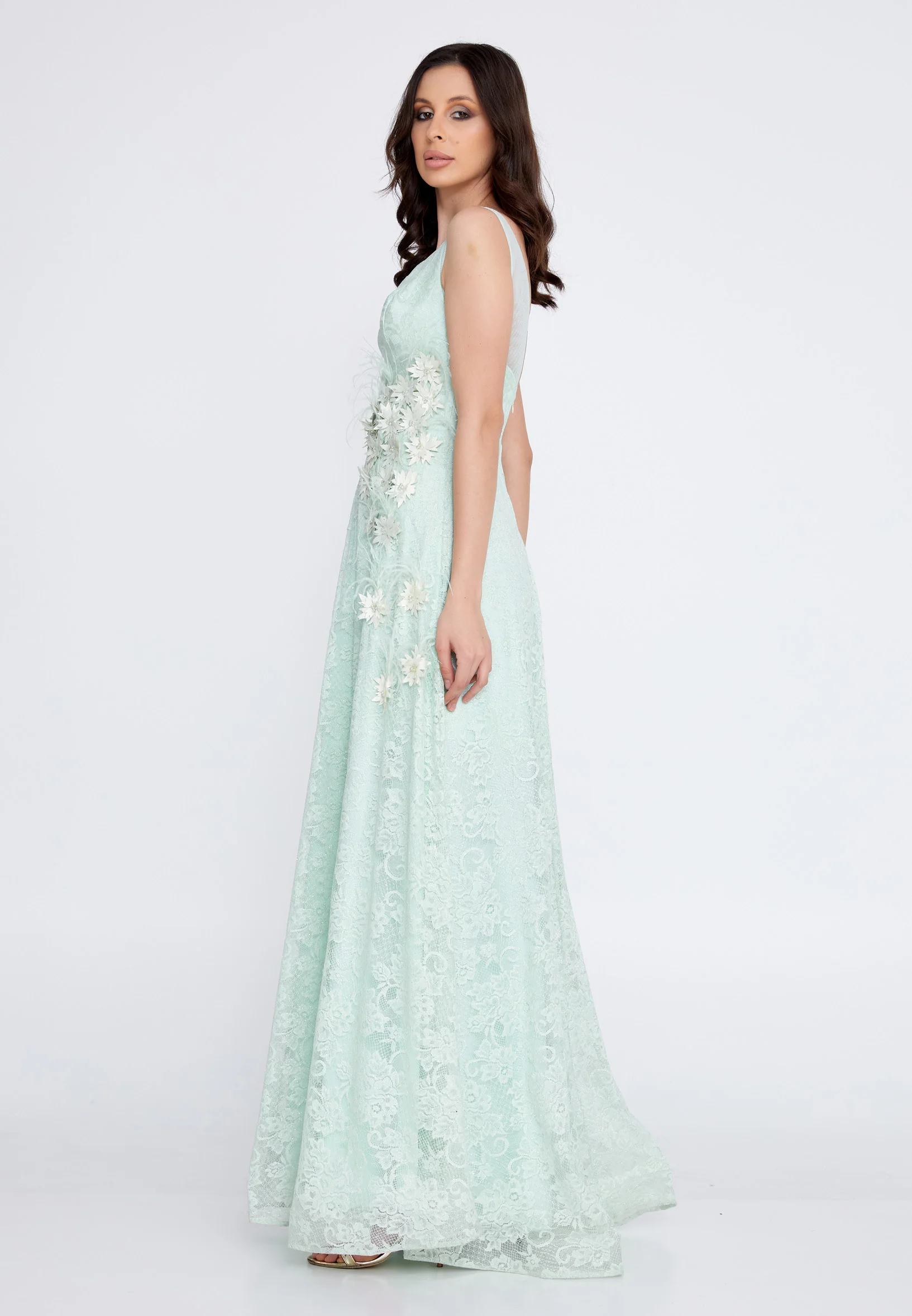 Sleeveless Maxi Lace Column Regular Wedding Guest Dress rmn2755-2 - Image 3