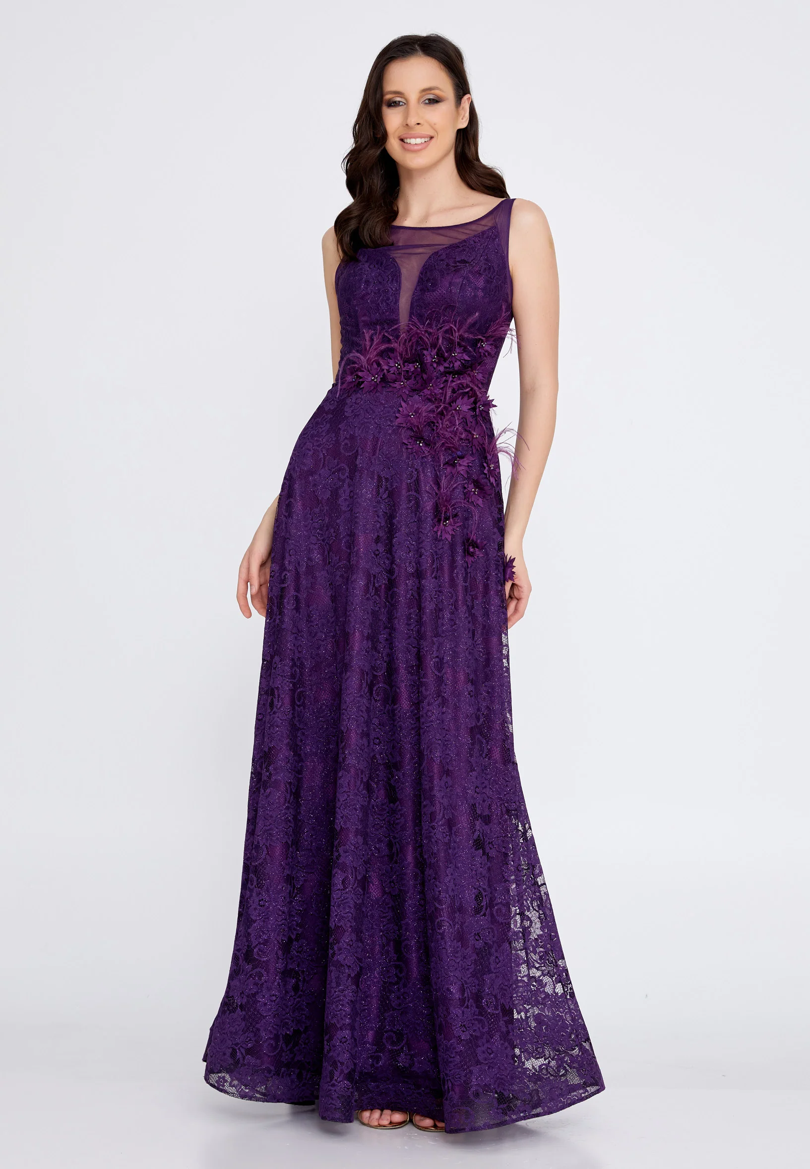 Sleeveless Maxi Lace Column Regular Wedding Guest Dress rmn2755-2 - Image 5
