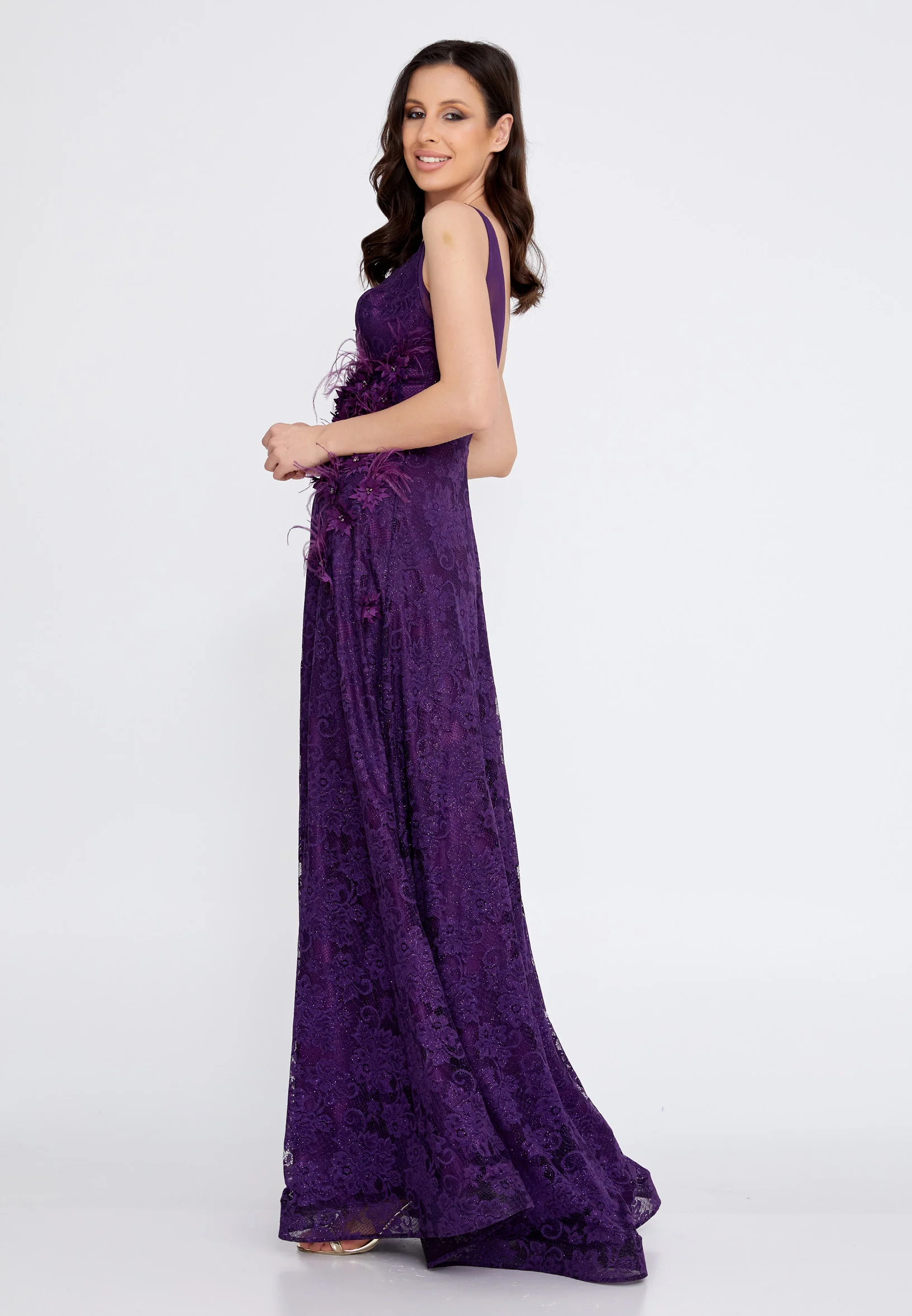 Sleeveless Maxi Lace Column Regular Wedding Guest Dress rmn2755-2 - Image 7