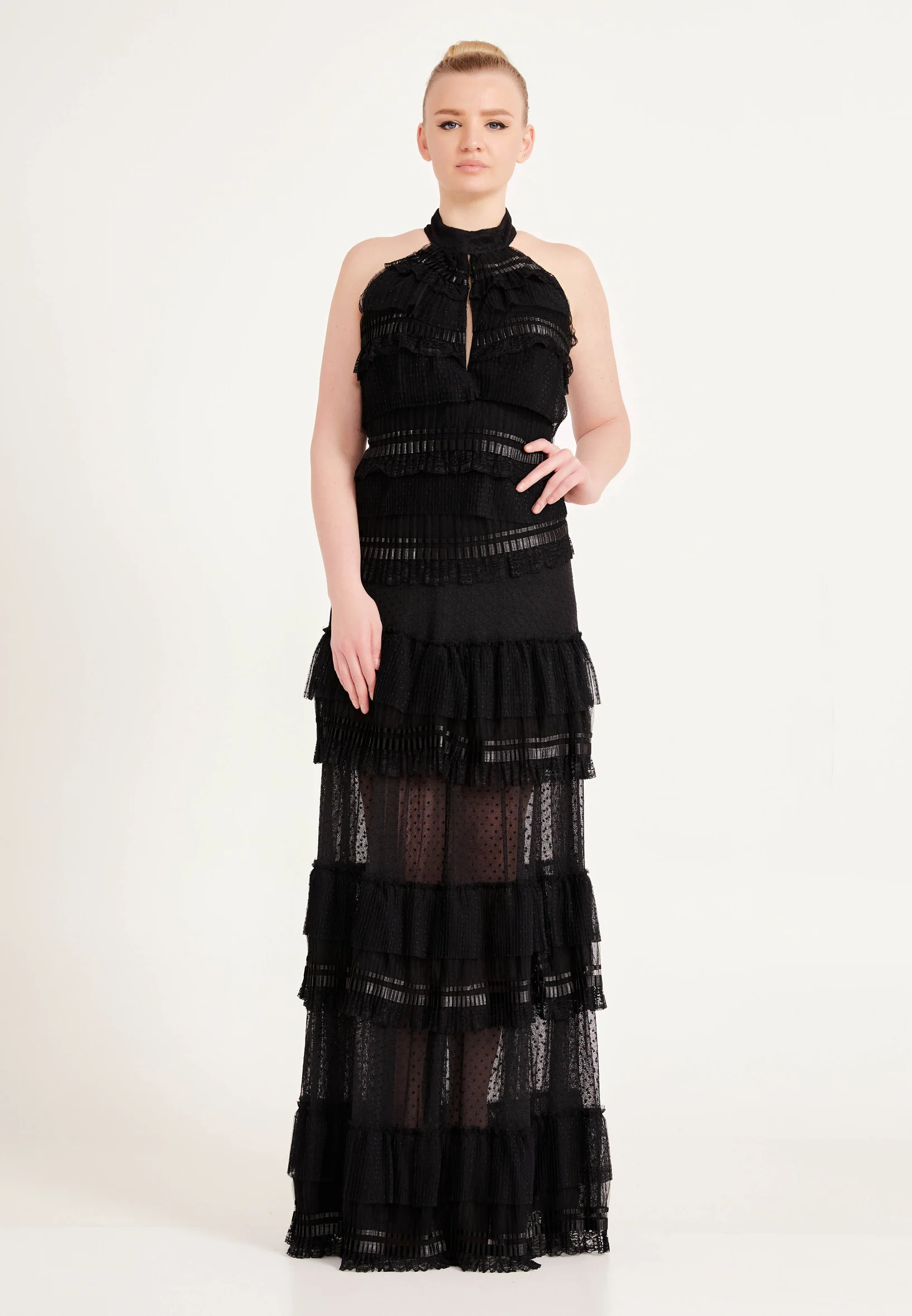 Sleeveless Maxi Lace Column Regular Wedding Guest Dress ses1767