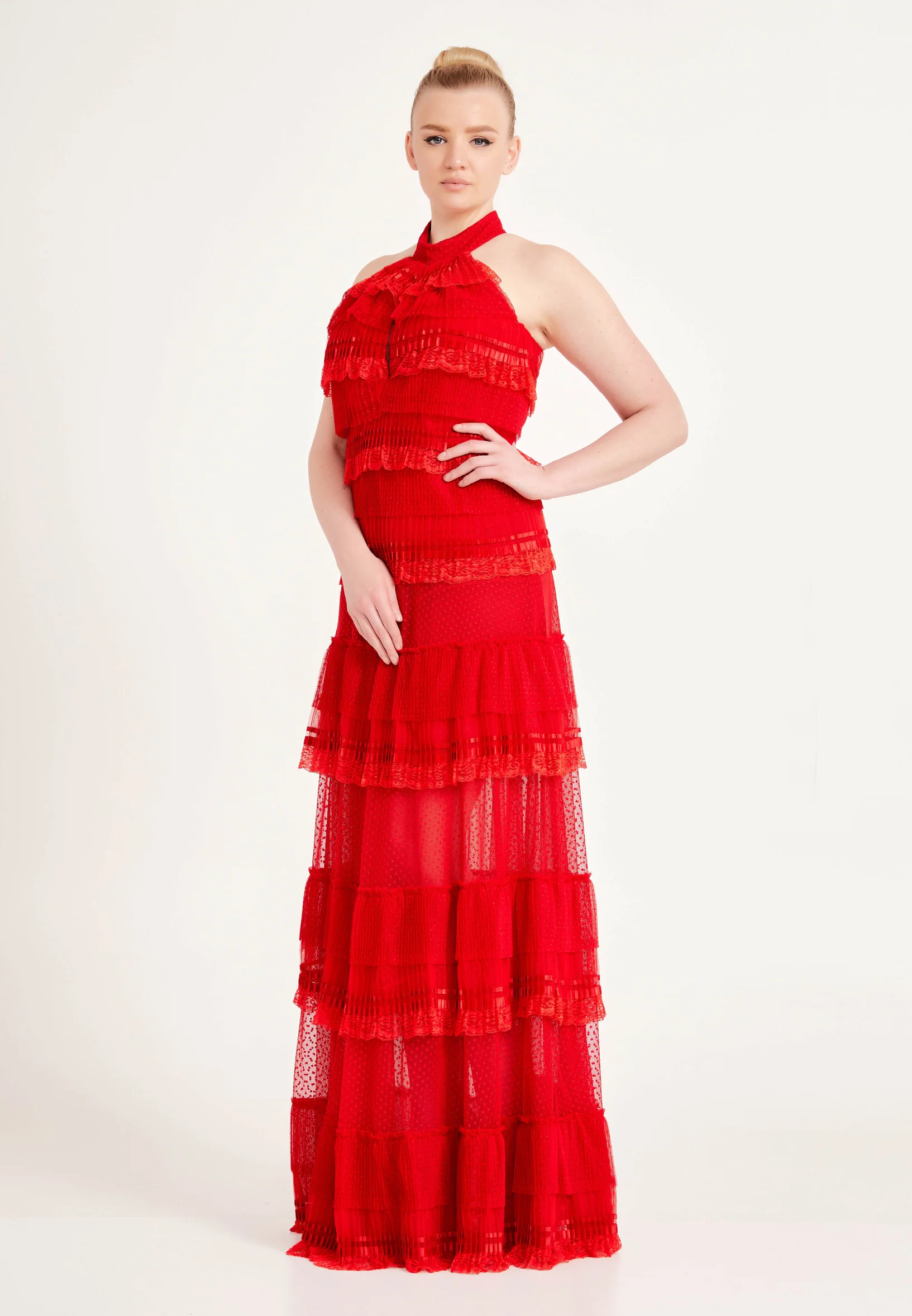 Sleeveless Maxi Lace Column Regular Wedding Guest Dress ses1767 - Image 11