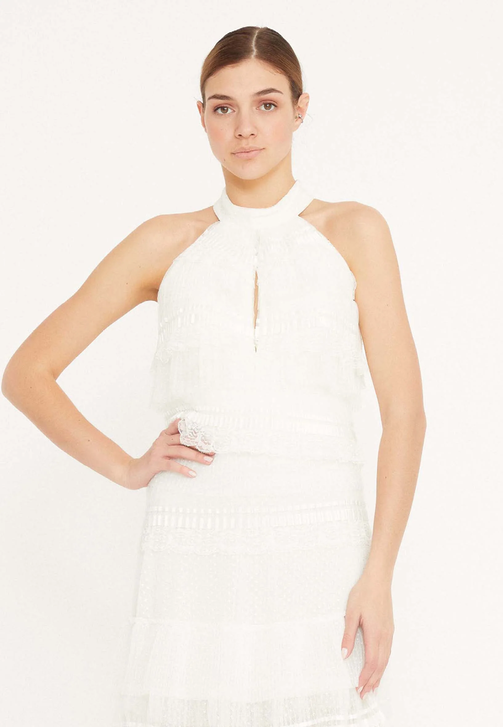 Sleeveless Maxi Lace Column Regular Wedding Guest Dress ses1767 - Image 8