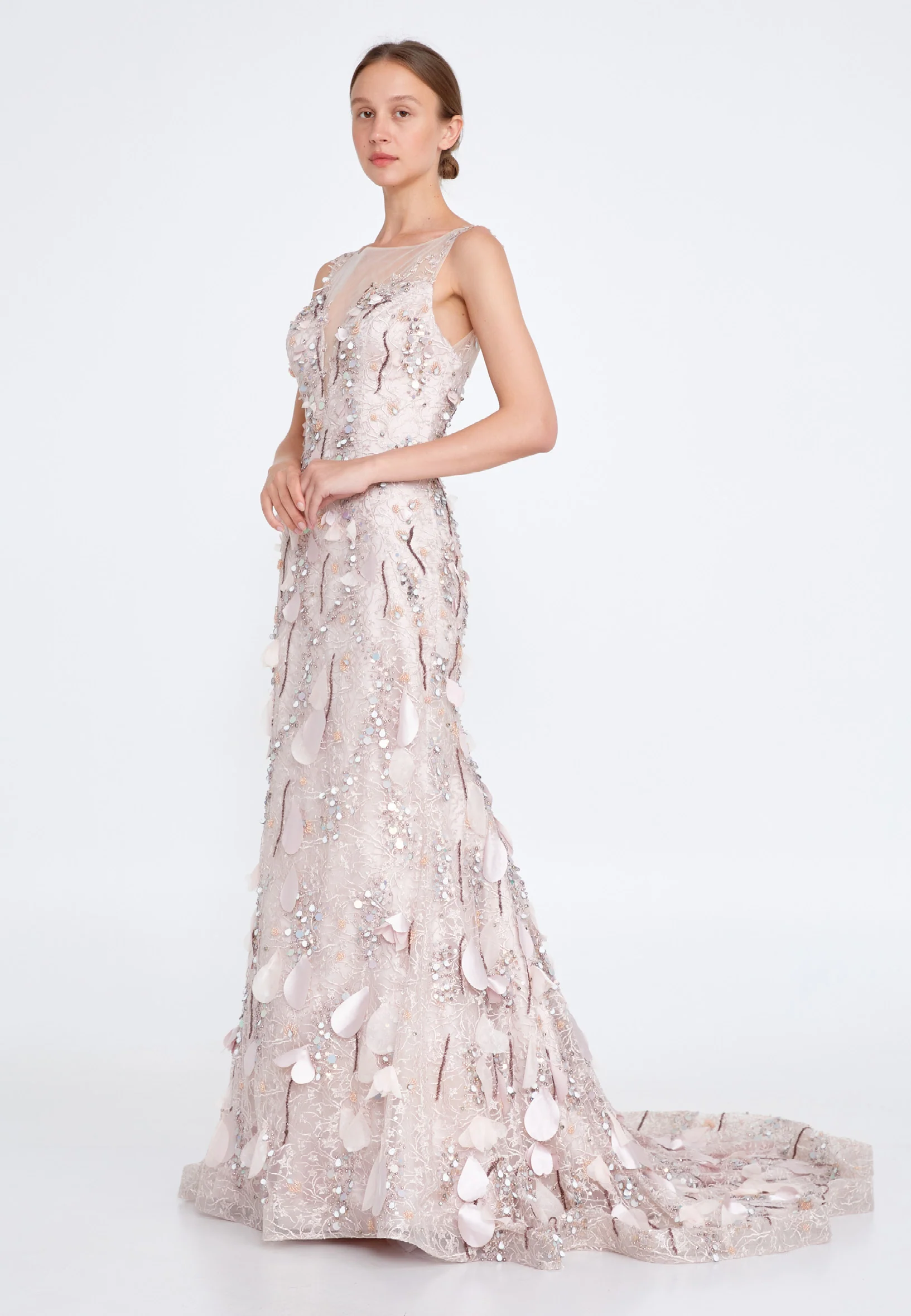 Sleeveless Maxi Lace Fit & Flare Regular Prom Dress knz3028 - Image 15