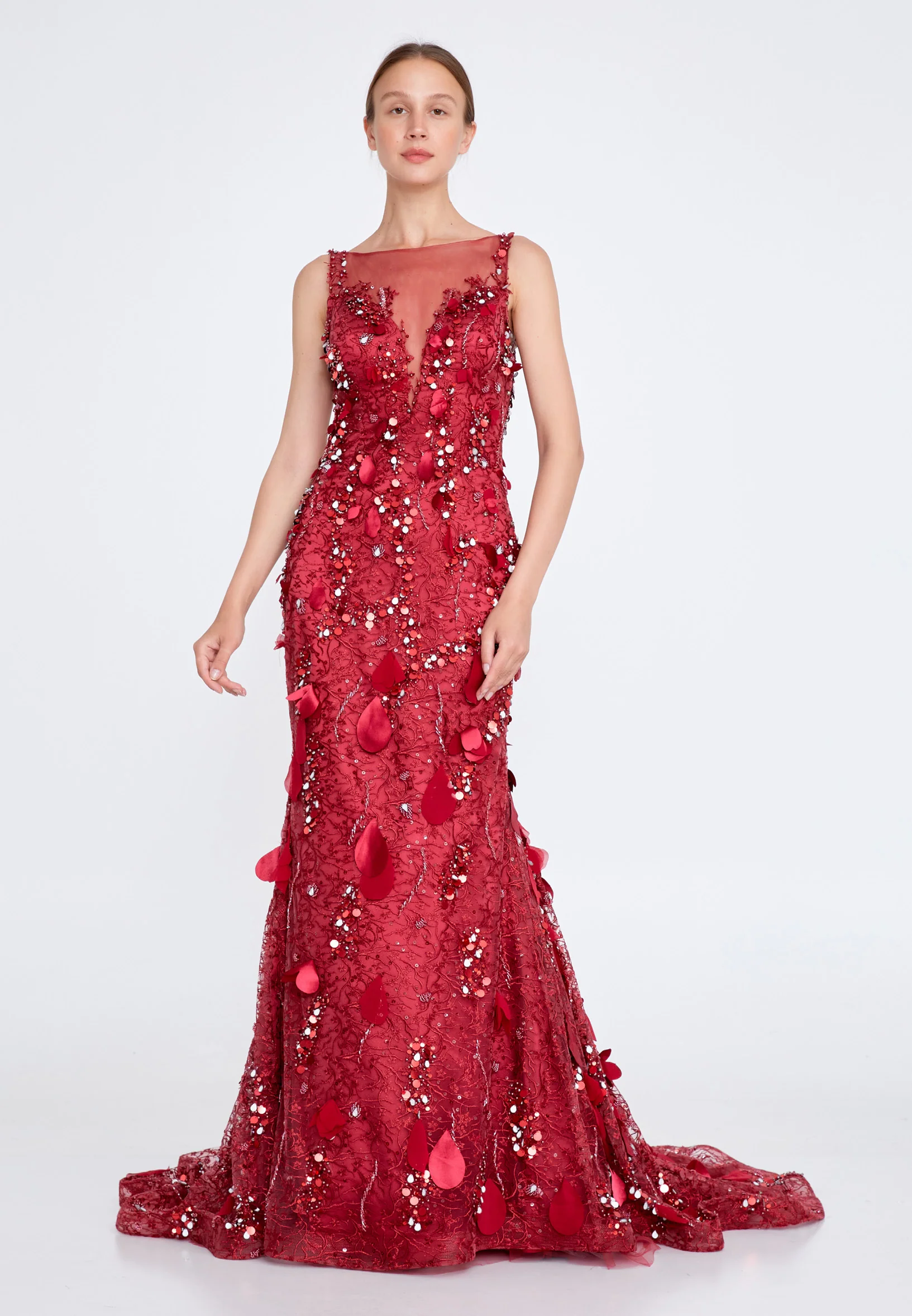 Sleeveless Maxi Lace Fit & Flare Regular Prom Dress knz3028 - Image 5