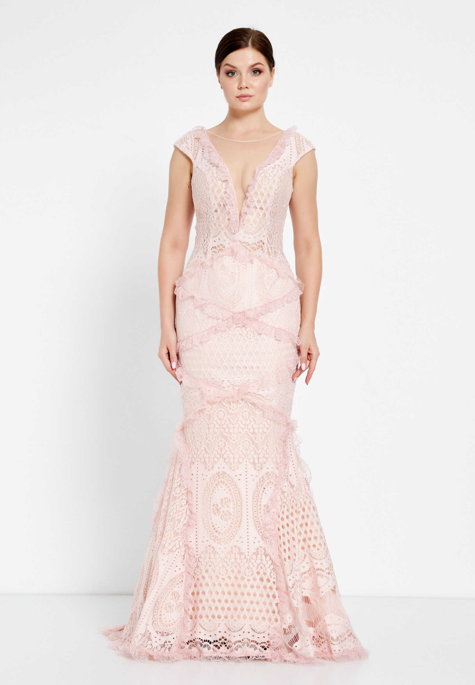 Sleeveless Maxi Lace Fit & Flare Regular Wedding Guest Dress stn1029 - Image 5