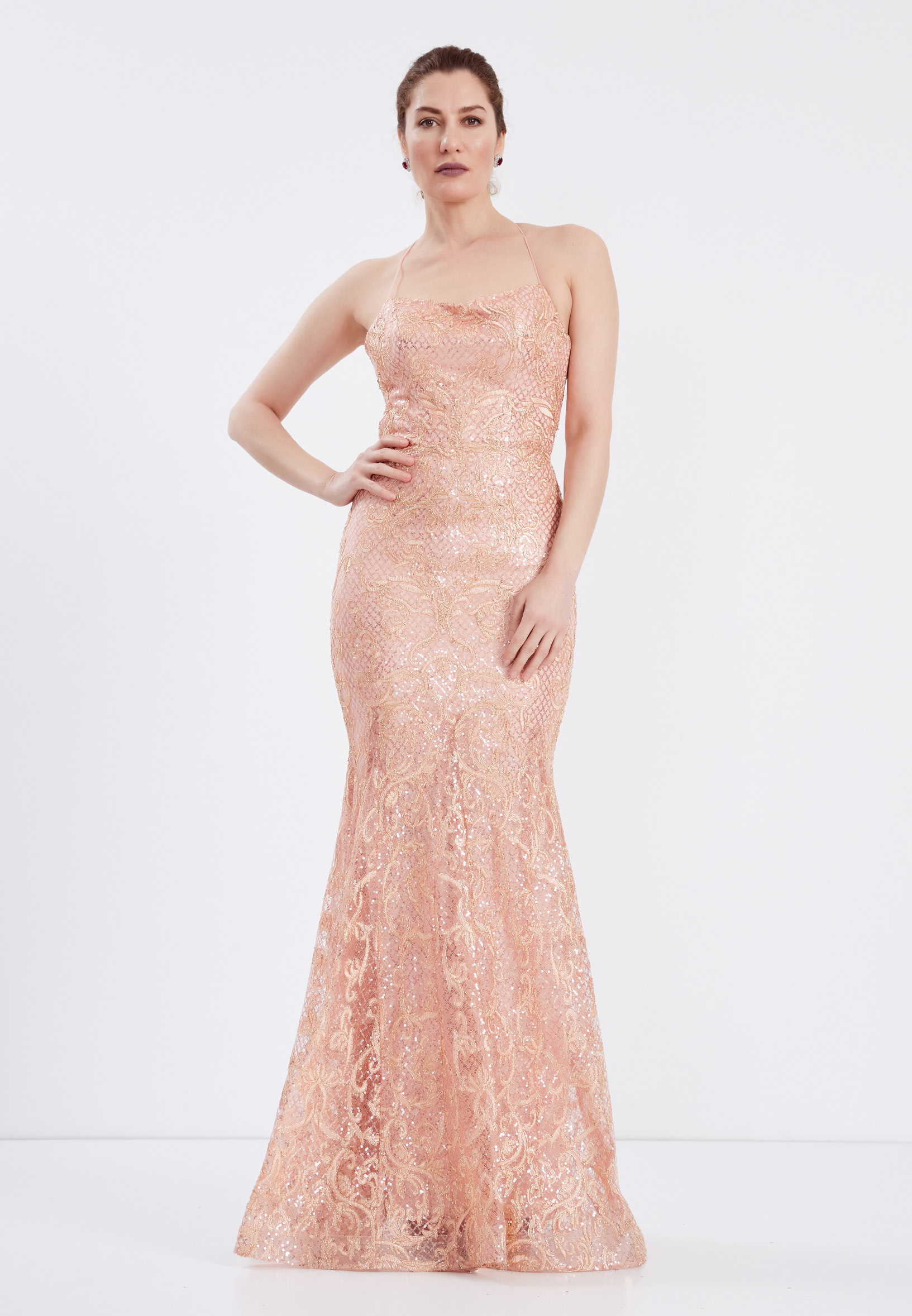 Sleeveless Maxi Lace Mermaid Regular Evening Dress ppl00630-1