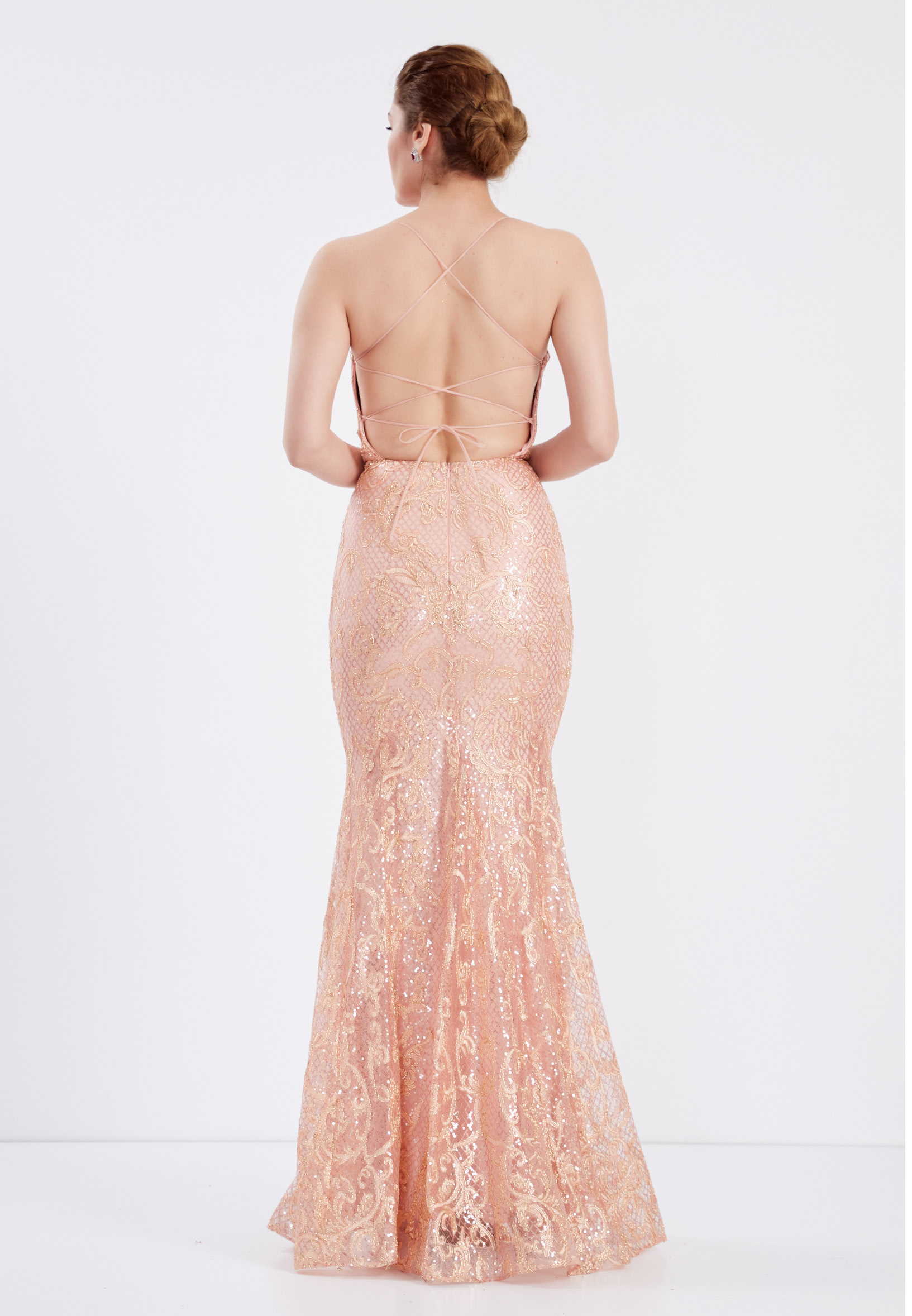 Sleeveless Maxi Lace Mermaid Regular Evening Dress ppl00630-1 - Image 2