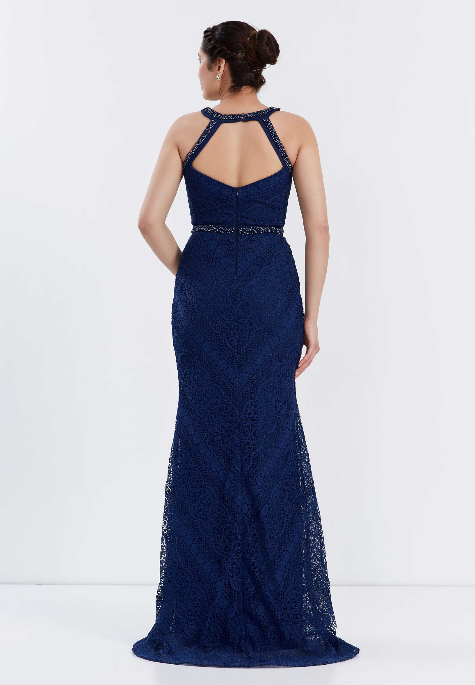 Sleeveless Maxi Lace Mermaid Regular Evening Dress ppl00637 - Image 10