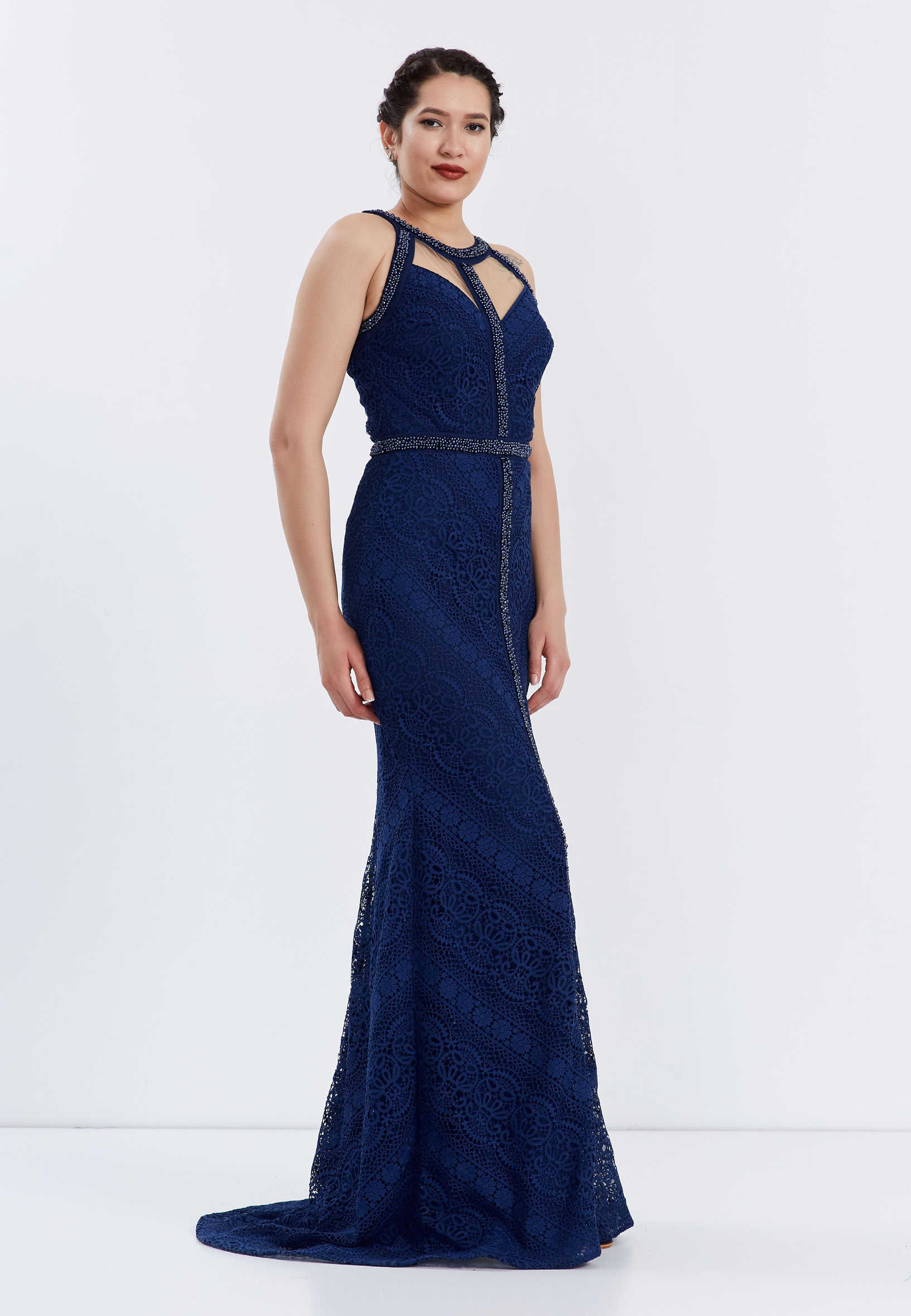Sleeveless Maxi Lace Mermaid Regular Evening Dress ppl00637 - Image 11