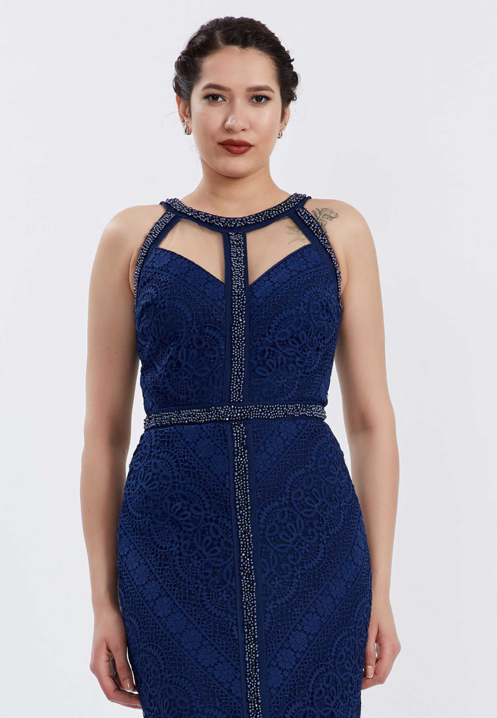Sleeveless Maxi Lace Mermaid Regular Evening Dress ppl00637 - Image 12